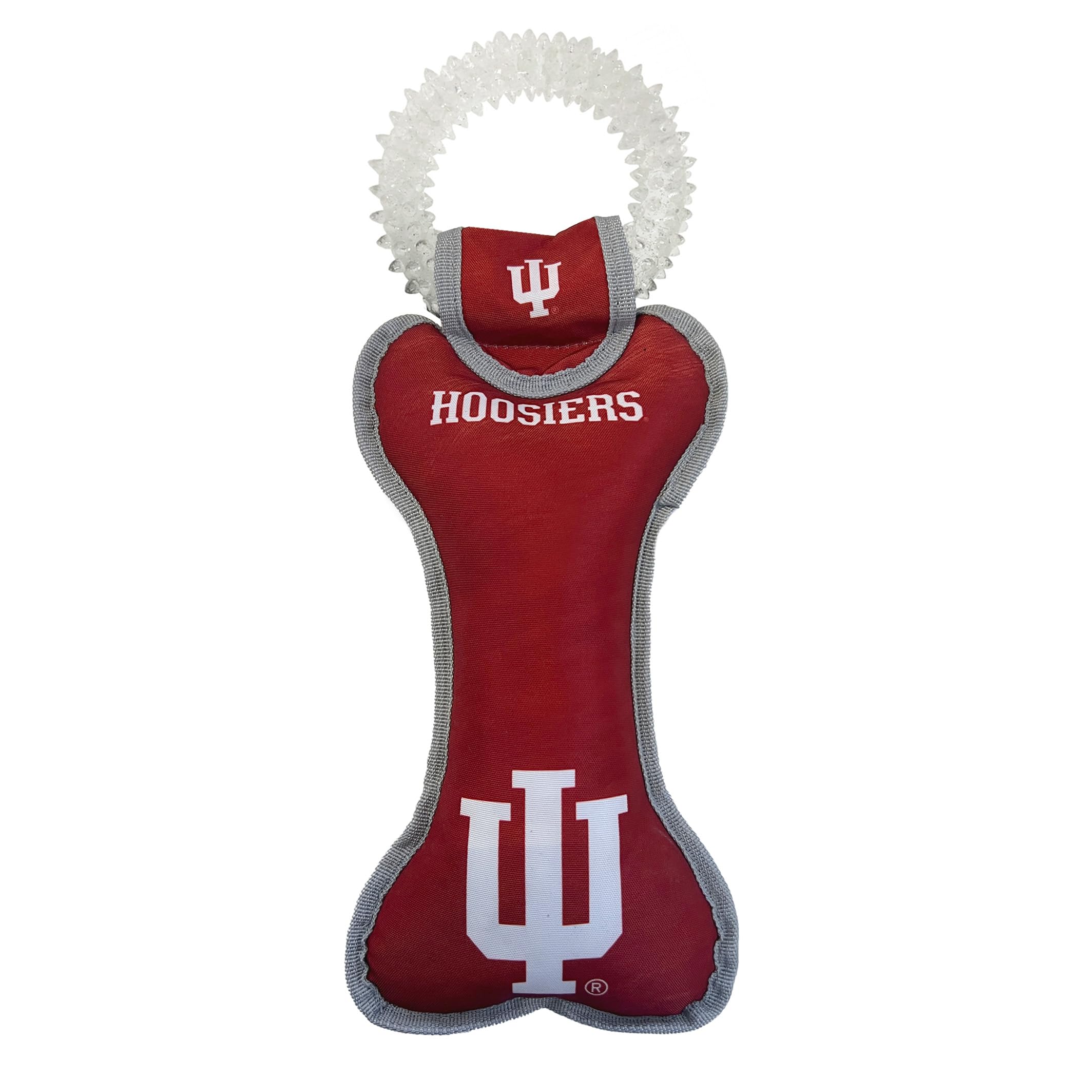 Pets First Ncaa Indiana Hoosiers Dental Dog Tug Toy With Squeaker. Tough Pet Toy For Healthy Fun, Teething & Cleaning Pets Teeth