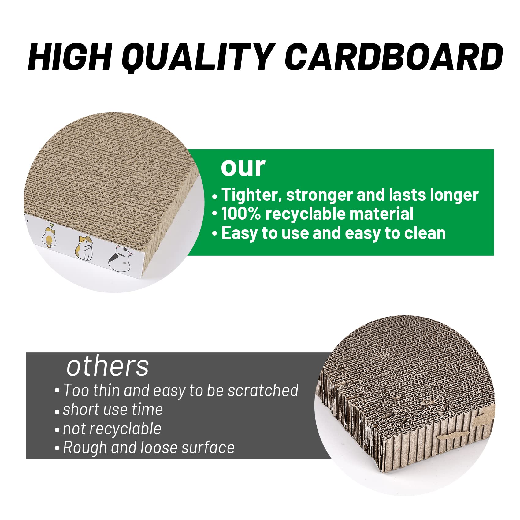 Patiencet Cat Scratcher Cardboard 3 Pcs Cat Scratch Pad Reversible Scratcher Texture Design Durable Cat Scratching Pad