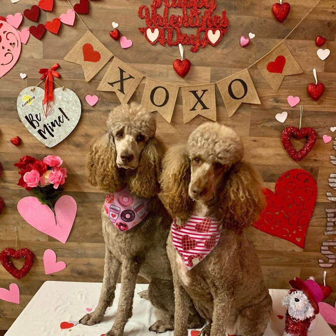 Valentines Day Dog Bandana, 4 Pack Pet Valentine Scarf For Small Medium Large Dogs