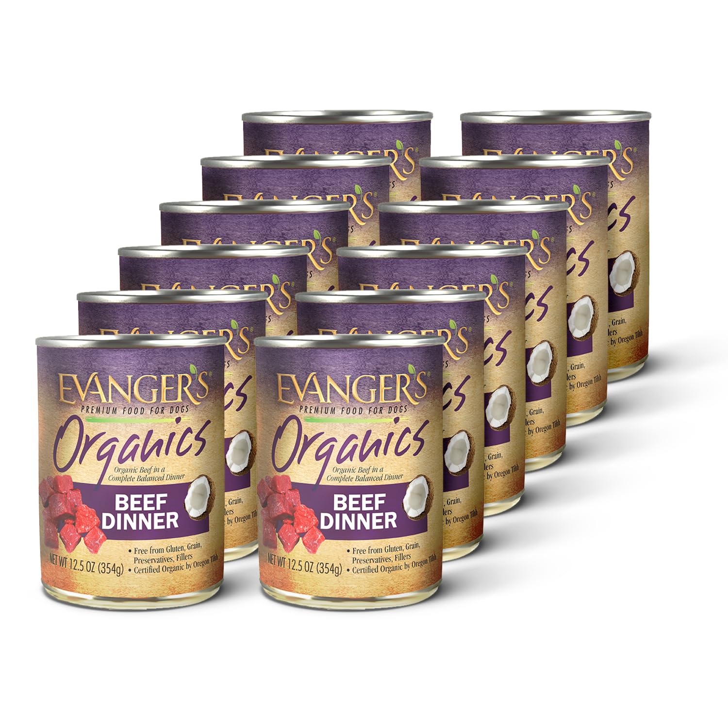 Evangers Organics Beef Dinner for Dogs - 12, 12.5 oz Cans