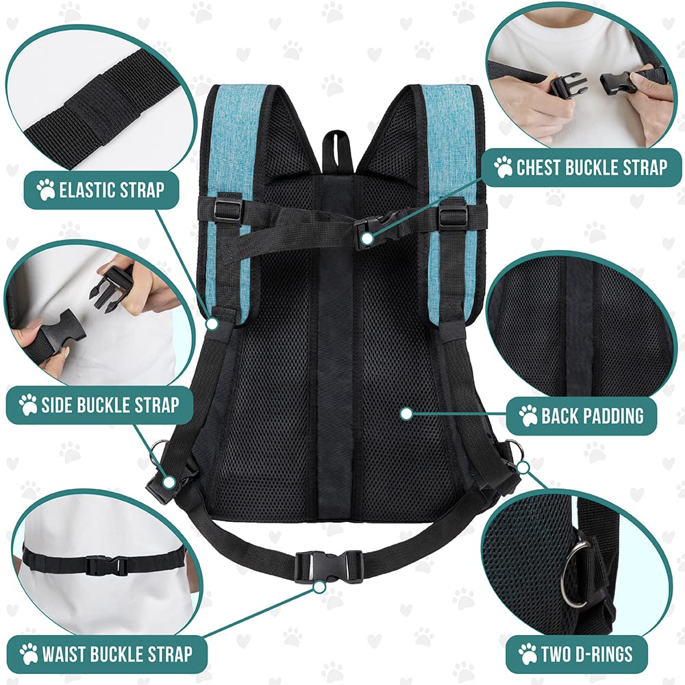 PetAmi Front Carrier Backpack for Dogs and Cats, Adjustable Ventilated Pet Chest Carrier for Hiking Camping Travel, Small Medium