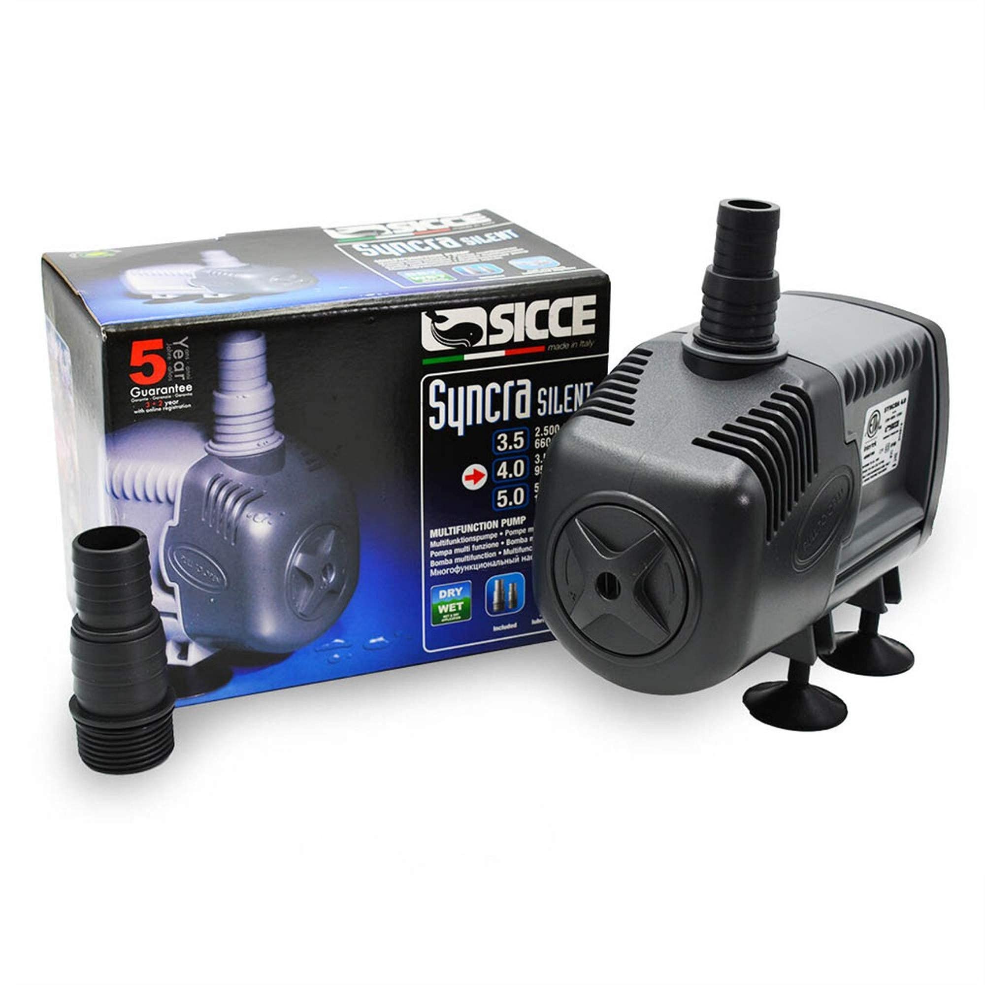 SICCE Syncra Silent 4.0 Multifunction 951 GPH Submersible Water Pump | Italian Made 85W Ultra Quiet Durable Aquarium Fish Tank, 