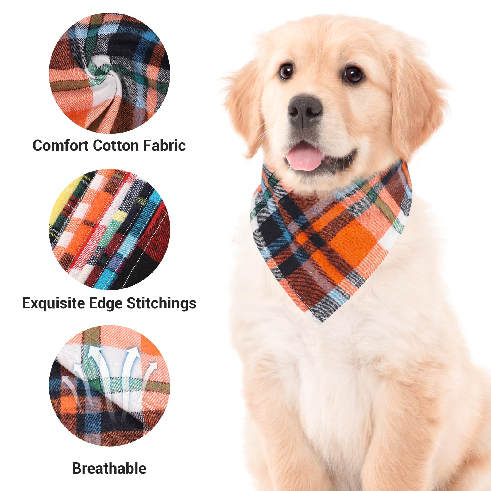 Segarty 60 Pack Triangle Plaid Bibs, 22.8''X15.7'' Pet Scarf Washable Dog Bandanas Accessories Bulk For Small Medium Dogs Cats L