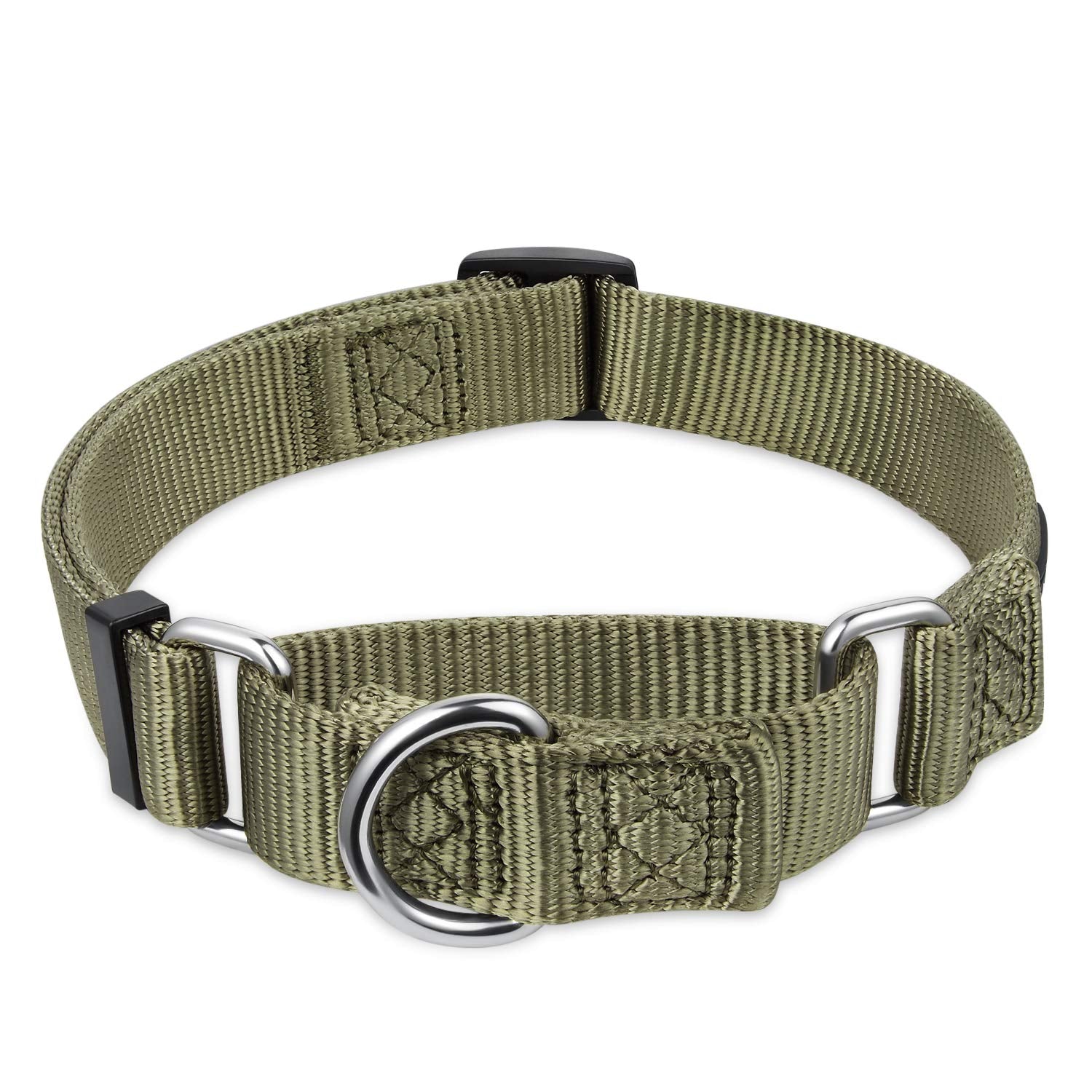 Premium Upgraded Sturdy Nylon Escape-Proof Martingale Dog Collar For Large Breeds Dogs Comfy And Safe - Walking, Professional Training, Daily Use. (Large, Military Green)