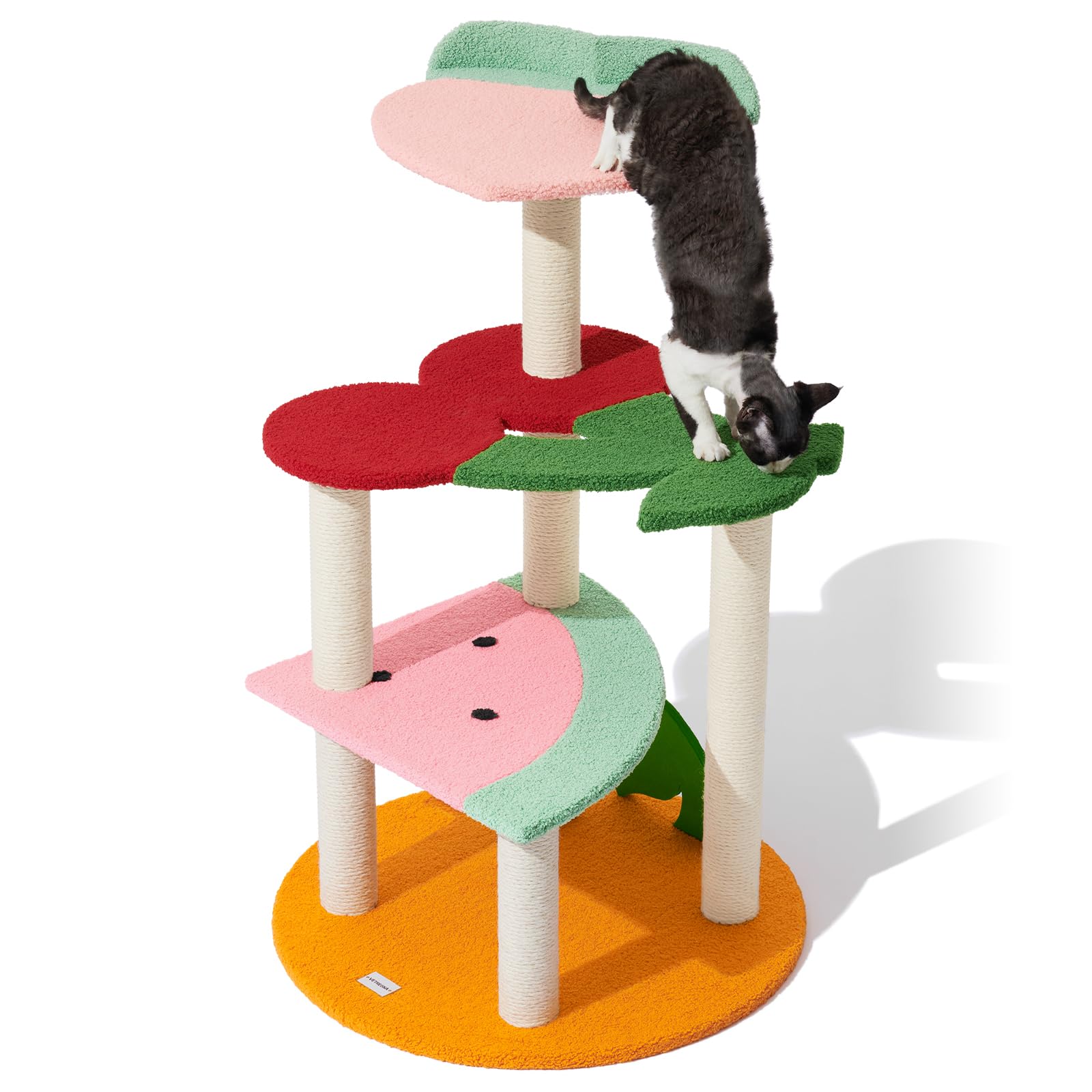 Vetreska Cat Tree Cat Tower 39.4'' For Indoor Cats With Sisal Covered Scratching Posts And Sweetheart Shape Platform, Multi-Level Cat Tower Activity Center Furniture For Kittens Cats And Pets