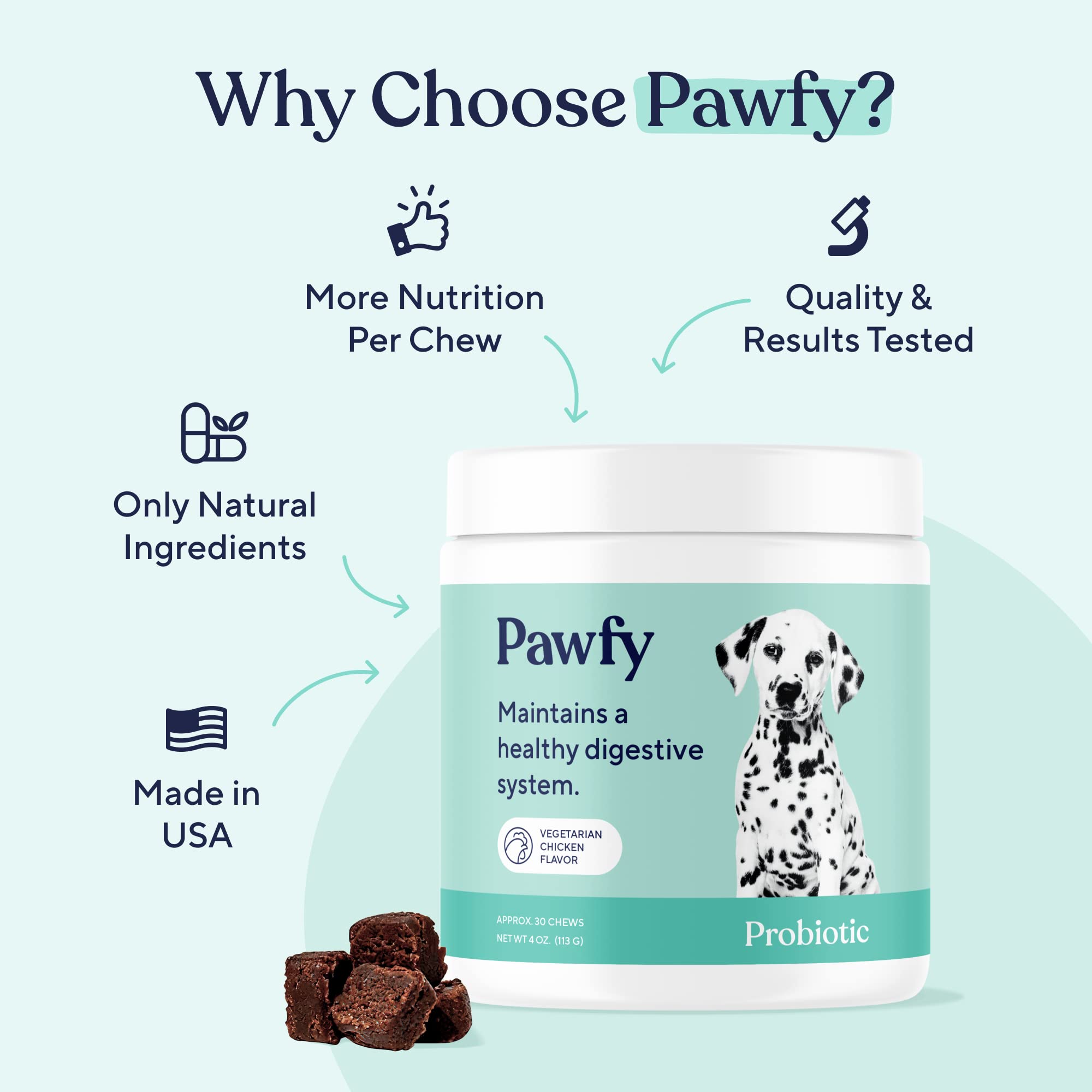 Pawfy Probiotics for Dogs | Dog Diarrhea Medication | Small and Large Dog Probiotics for Digestive Health | Improves Gut Health
