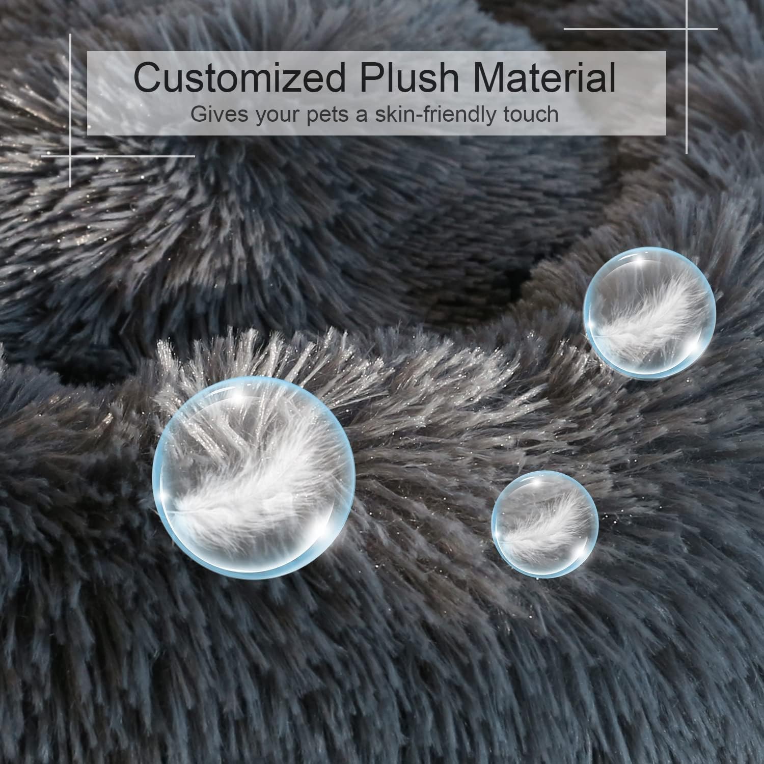 Dog Bed, Cat Calming Bed, Faux Fur Pillow Pet Donut Cuddler Round Plush Bed For Large Medium Small Dogs And Cats (Dark Grey, 49.