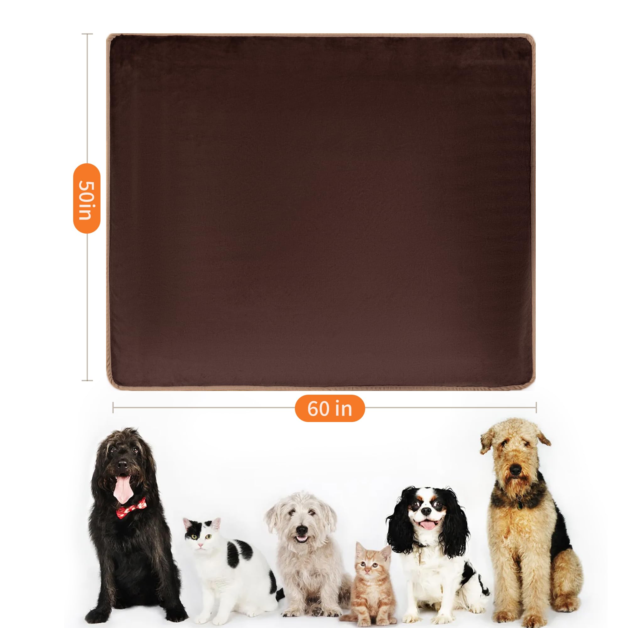 Capt.Snooze 50X60 Inch Brown Pet Blanket For Medium/Large Dogs - Reversible Soft Fluffy Waterproof Flannel Dog Bed Blanket, Grea