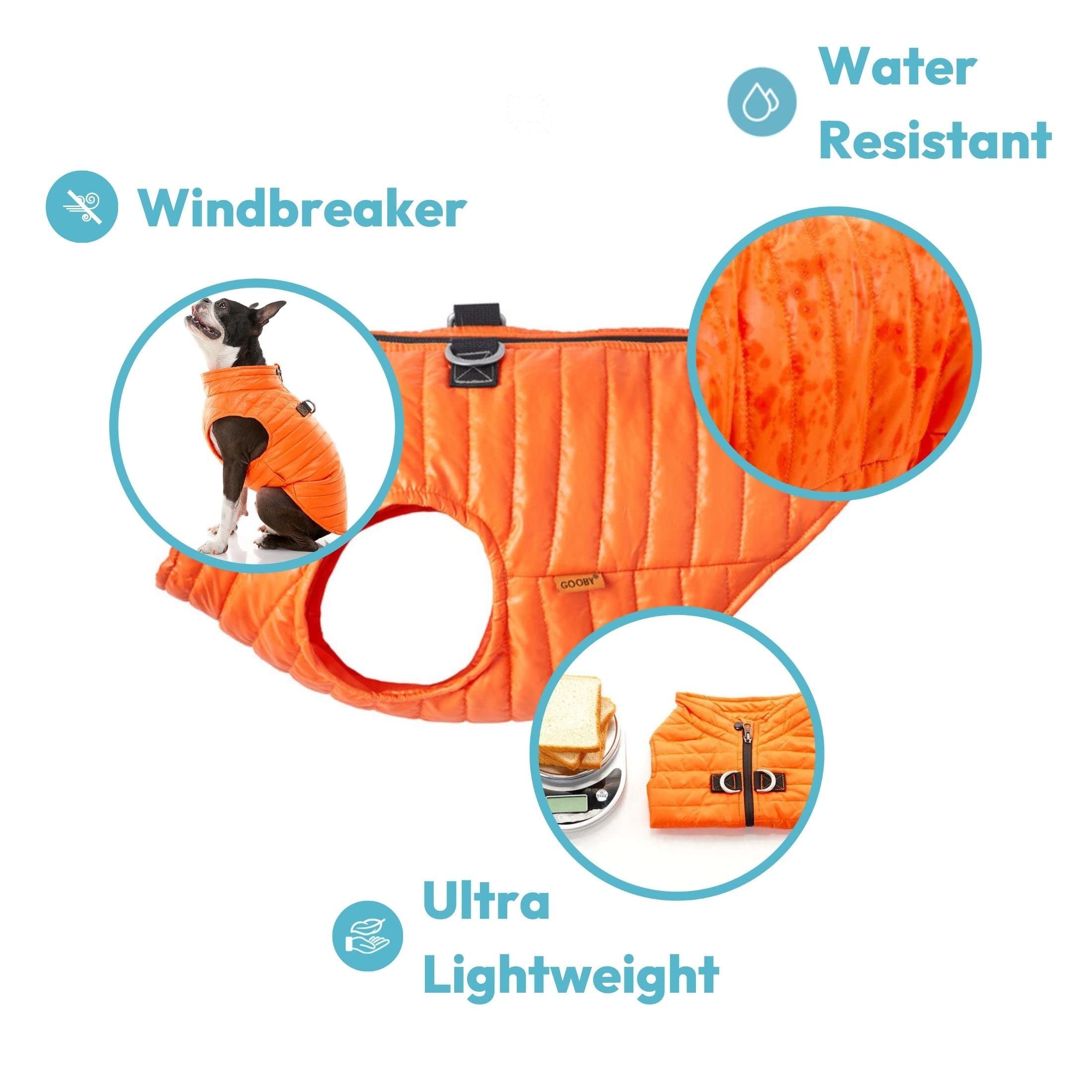 Gooby Puffer Vest Dog Jacket - Pink, X-Small - Ultra Thin Zip Up Wind Breaker With Dual D Ring Leash - Water Resistant Small Dog Sweater Coat - Dog Clothes For Small Dogs Boy Or Medium Dogs