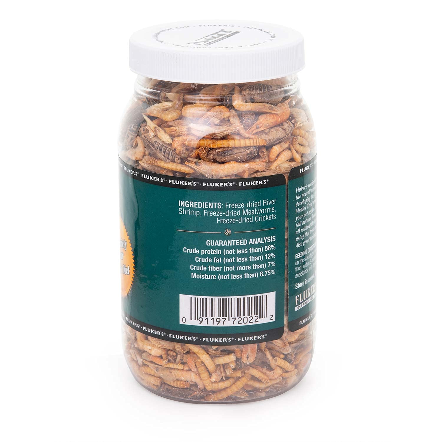 Flukers Aquatic Turtle Food, Vitamin, Enriched Medley Treats of Freeze, Dried River Shrimp, Mealworms, and Crickets, 2.9 oz