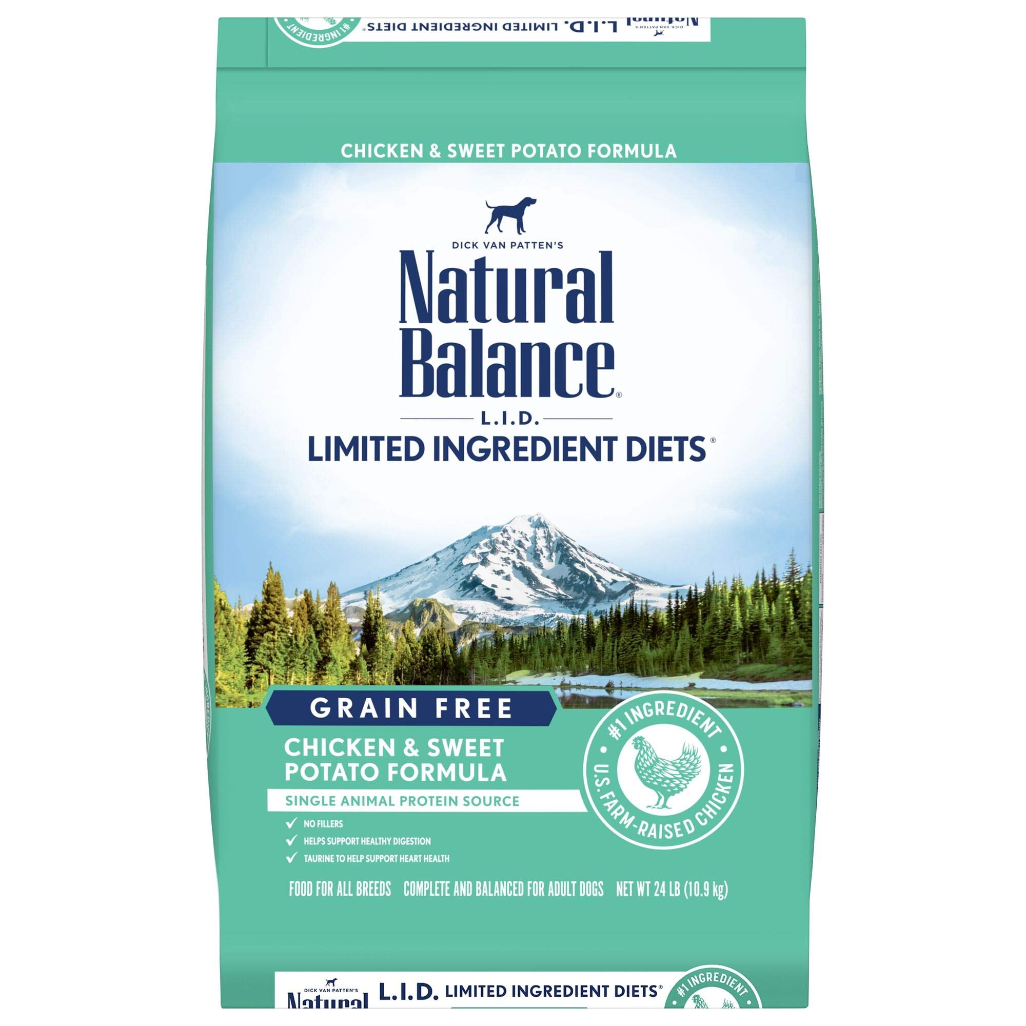 Natural Balance Limited Ingredient Adult Grain-Free Dry Dog Food, Chicken & Sweet Potato Recipe, 24 Pound (Pack of 1)