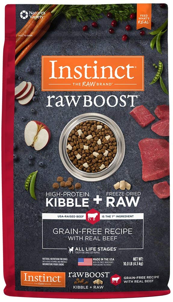 Instinct Raw Boost Grain Free Recipe with Real Beef Natural Dry Dog Food, 10 lb. Bag