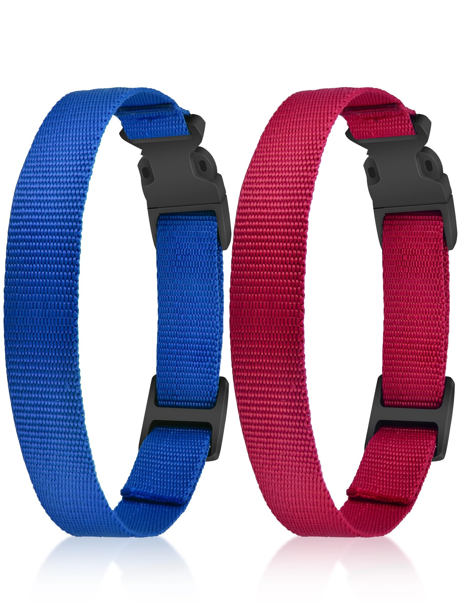 Petjoy Replacement Collar Strap For Bark And Shock Collars, 8-27 Inches Adjustable E-Collar (2-Pack Blue & Red)
