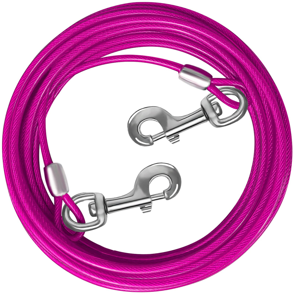 HaiYUAN Dog Tie Out Cable 10/15/20/25/30 FT Dog Runner for Yard Steel Wire Dog Cable with Durable Superior Clips Pink Dog Chains