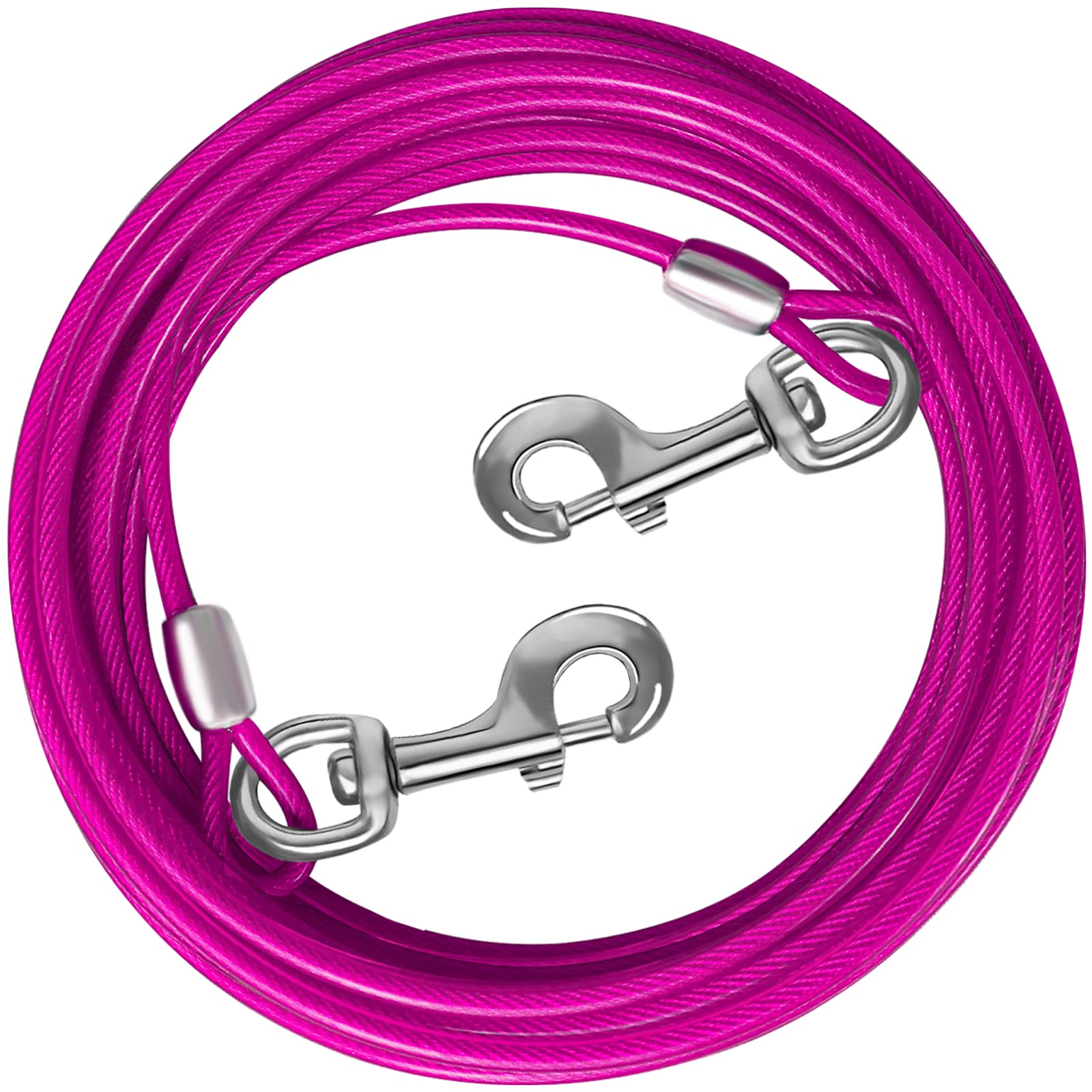 Haiyuan Dog Tie Out Cable 10/15/20/25/30 Ft Runner For Yard Steel Wire Cable With Durable Superior Clips Pink Chains For Outside