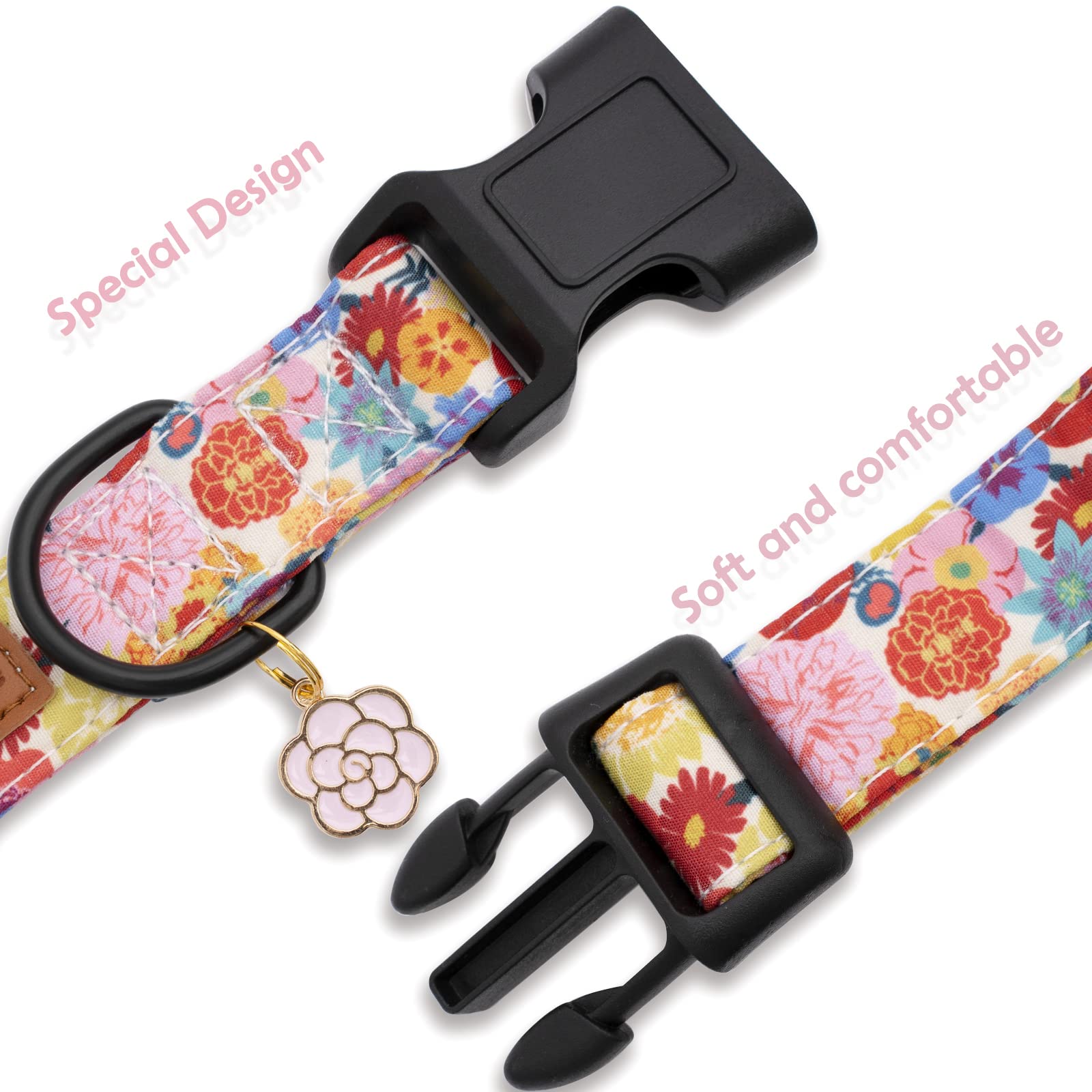 Faygarsle Floral Dog Collar For Girls And Female Dogs Soft And Fancy Pet Collar With Flower Design Ideal Pink Dog Collar For Sma