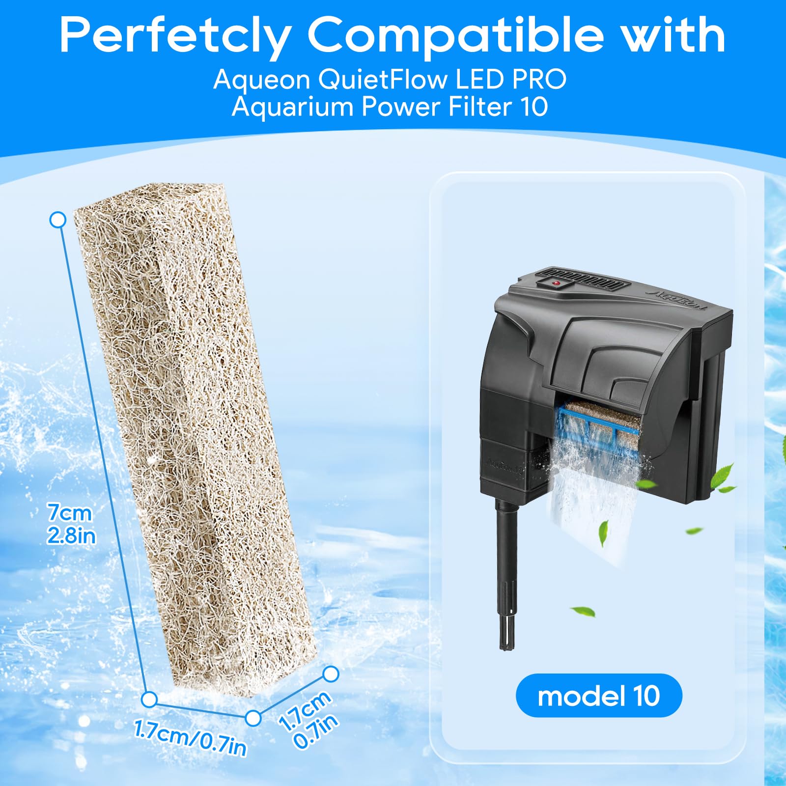 Cunina Ammonia Reducer Filter Pads Compatible With Aqueon Filter 10, Fish Tank Filters Replacement Filter Cartridges For Aqueon