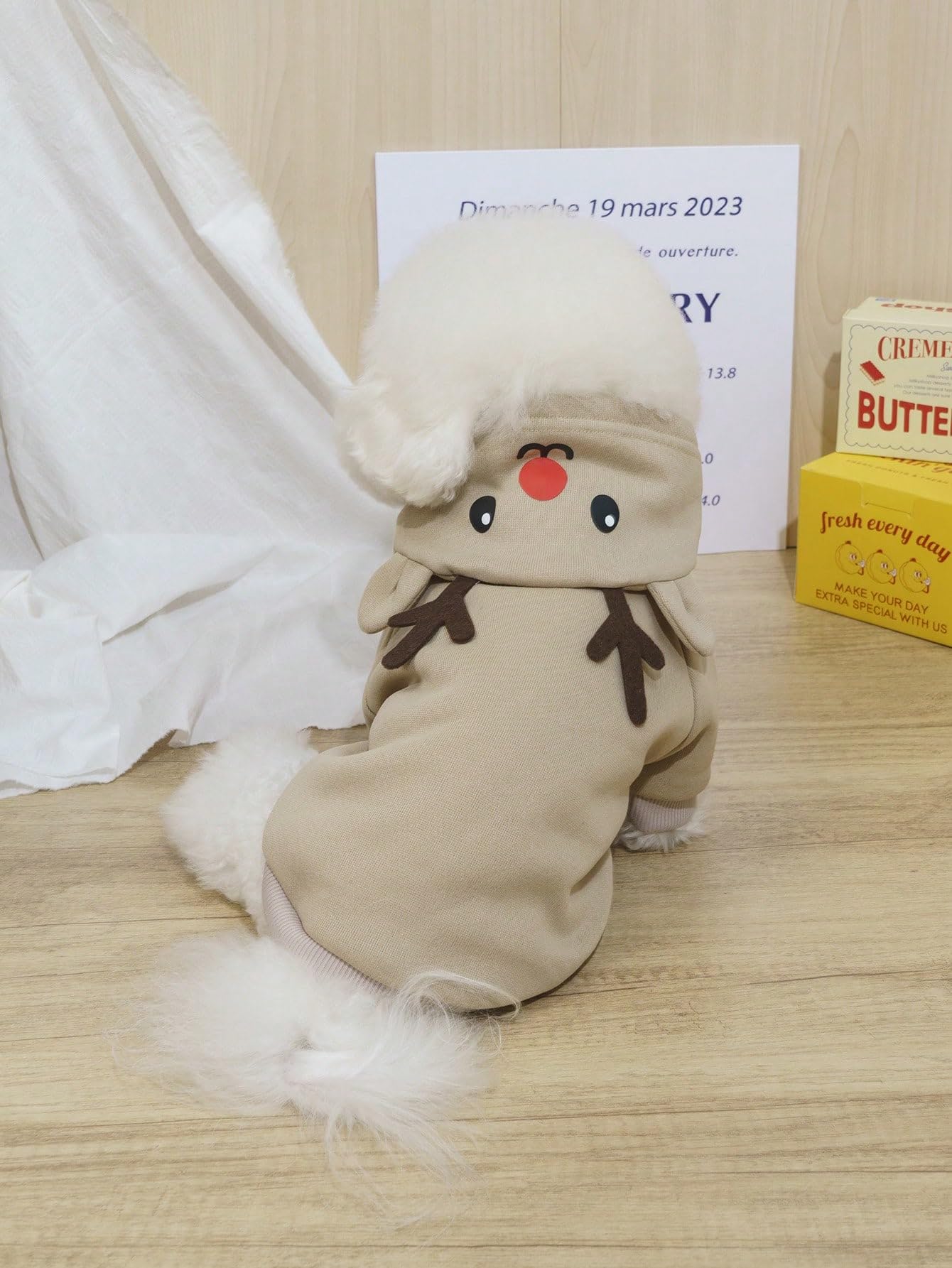 Qwinee Deer Design Dog Hoodie Dog Costume Holiday Halloween Costume Dog Shirt Sweatshirt Dog Clothes For Cat Puppy Small Medium Dogs Khaki M