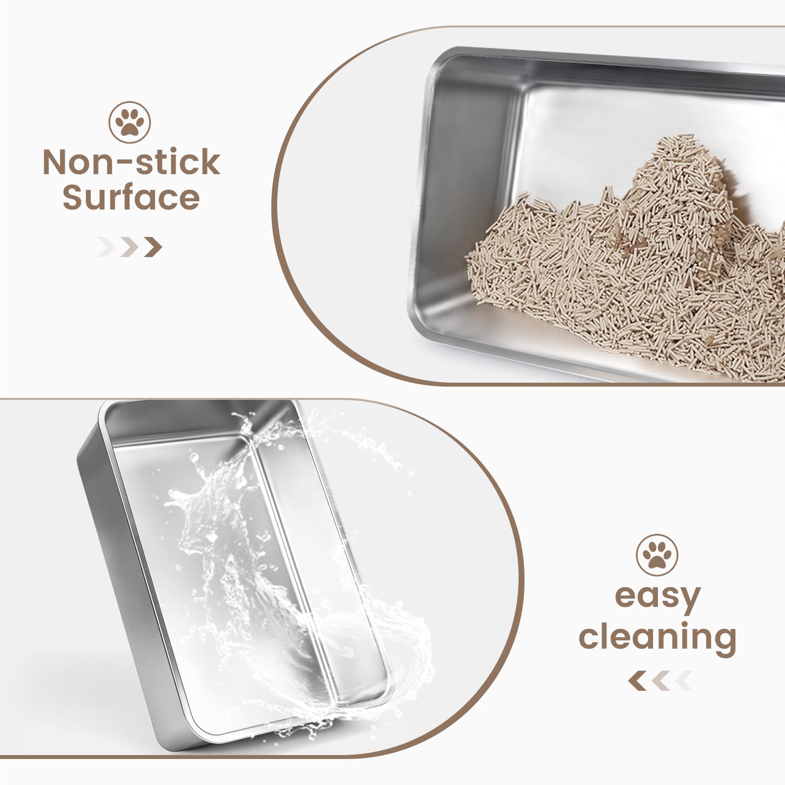 Chenove Extra Large Stainless Steel Litter Box With Lid, High Wall Enclosed Cat Litter Boxes For Anti-Leakage, Xl Metal Litter Box With Scoop, Easy Clean Cat Box For Multi Cats, Non-Sticky Litter Pan