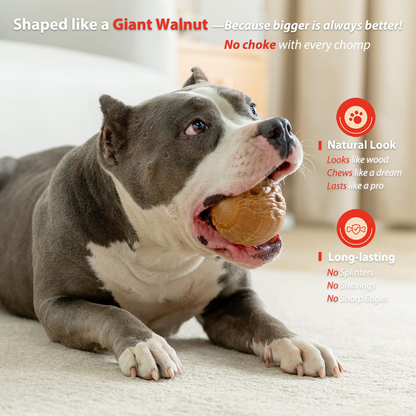 Willjoy 2-Pack Dog Chew Toys For Aggressive Chewers, Tough Dog Toys For Aggressive Chewers, Pine Wood And Nylon Dog Toys For Lar