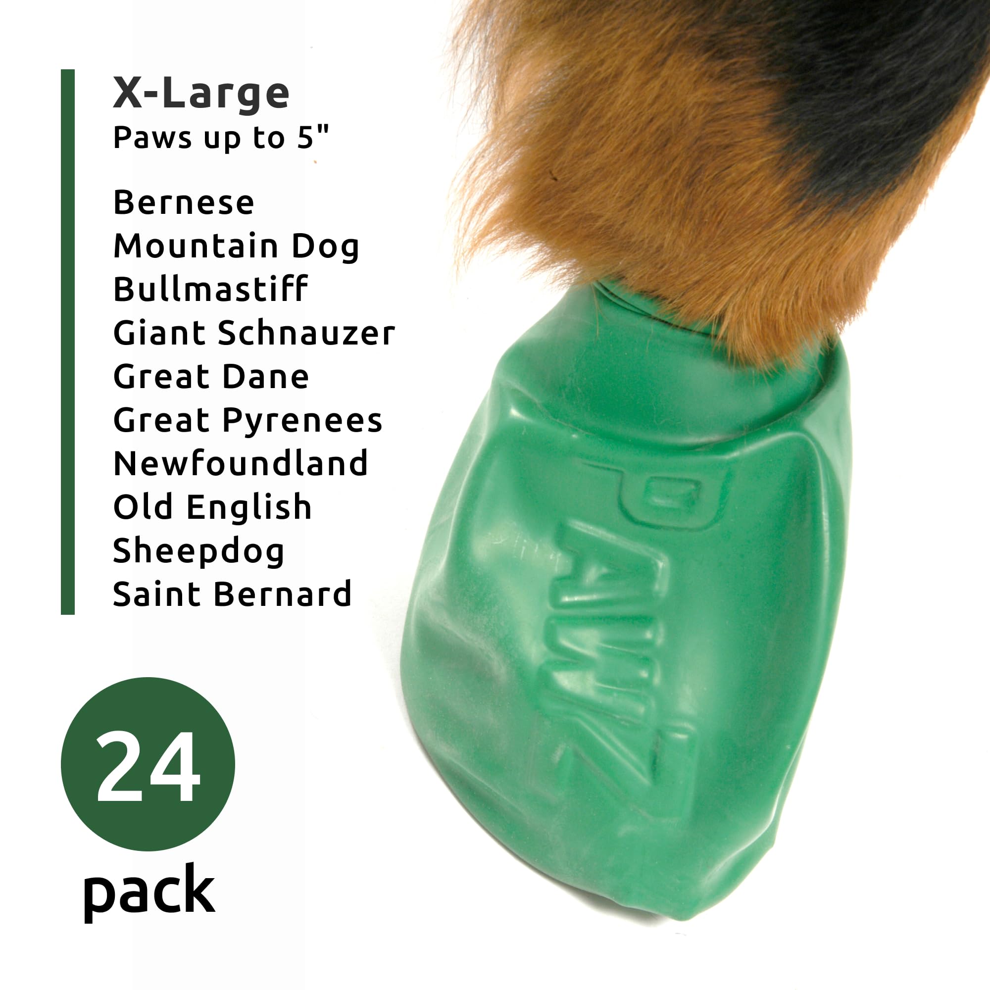 Protex Pawz Rubber Dog Boots For Paws 4' And Up, 24 Total (2 Packs Of 12) - All-Weather, Anti-Slip, Waterproof Dog Socks - X-La