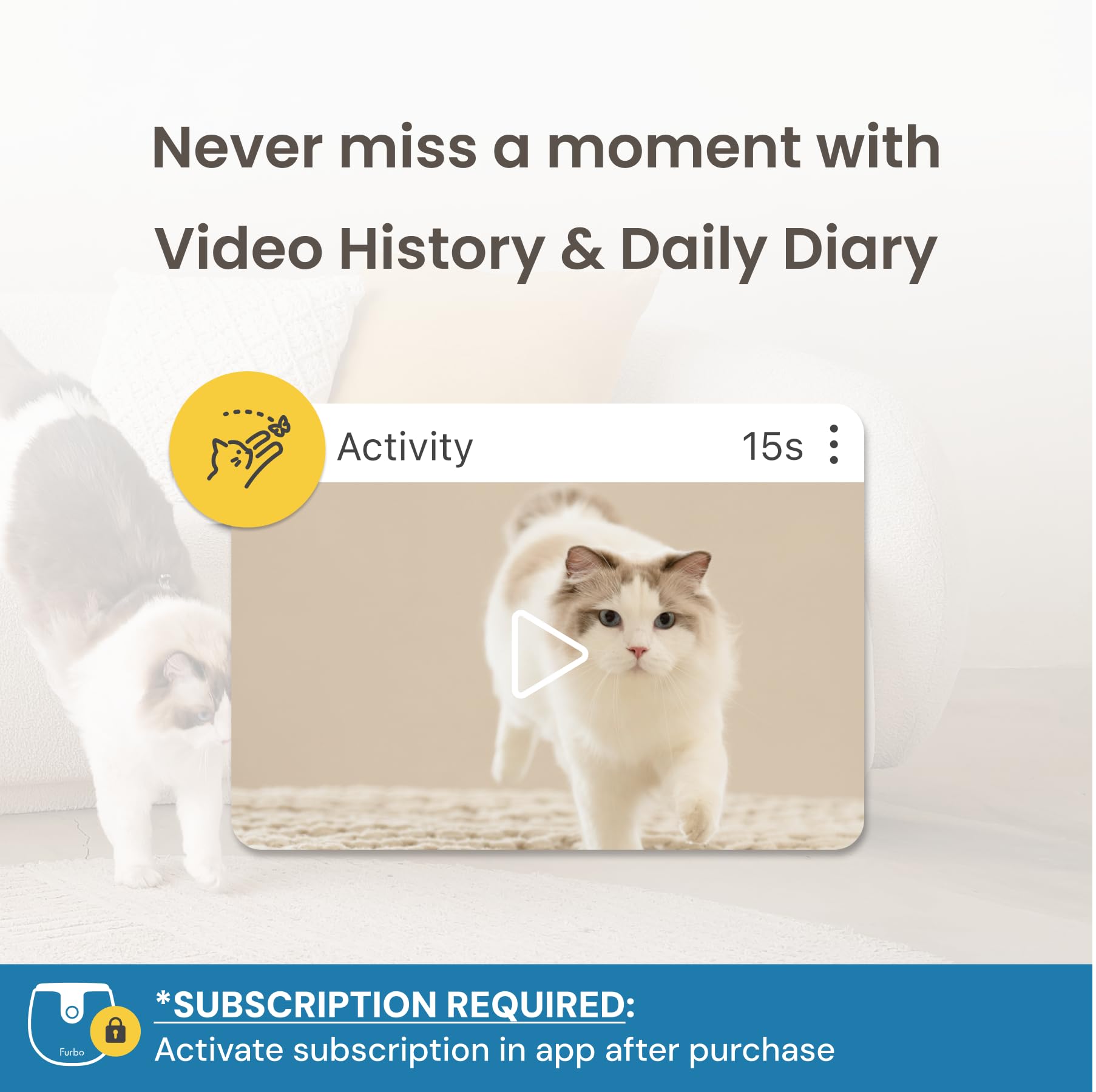 Furbo Mini New Pet Camera + Nanny Bundle: Home Security & Cat, Dog Safety Alerts, Pet Camera With Speaker, Smart Home Indoor Cam W Phone App & Night Vision (Additional Subscription Required At Setup)