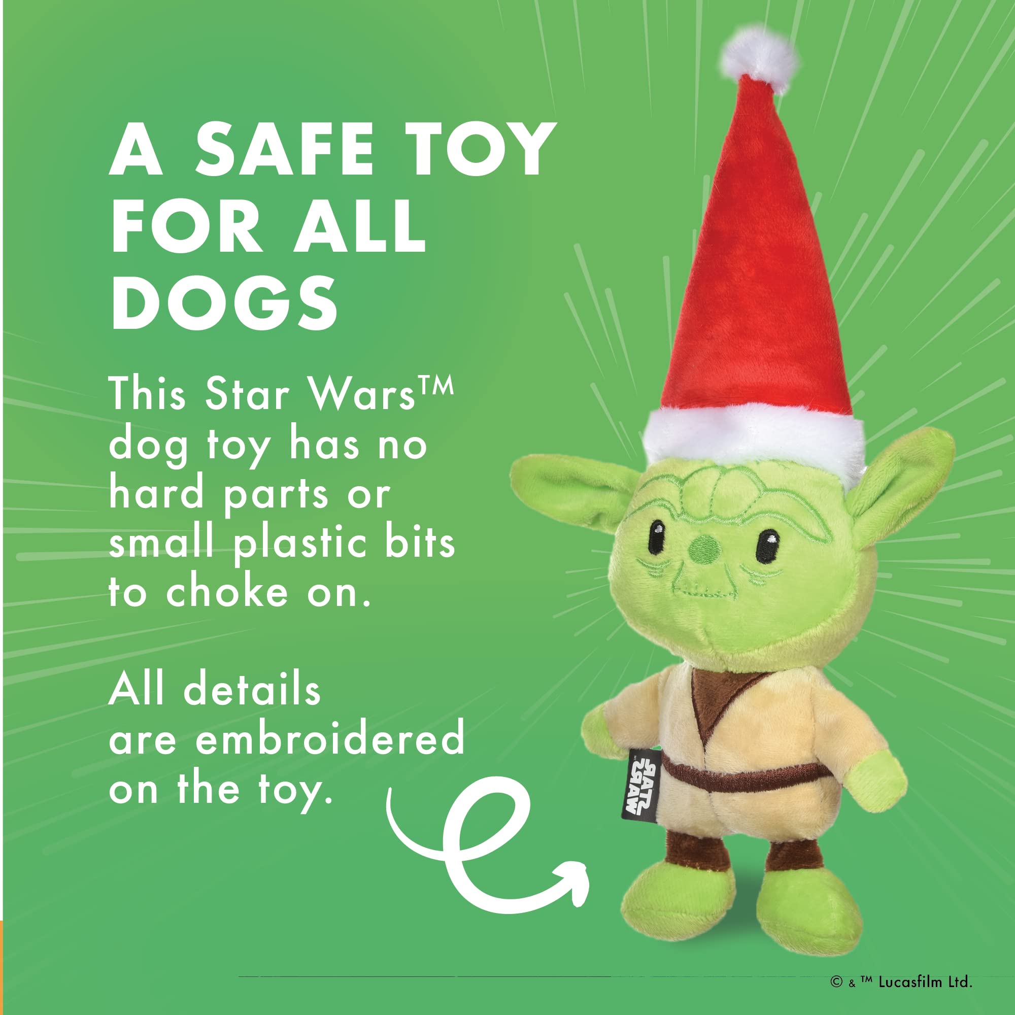 STAR WARS Dog Toy Yoda Dog Toy for Holidays | Santa Yoda Squeaky Dog Toy Chew Toy | Holiday Dog Toy Plush Toys for Dogs | 6 Inch