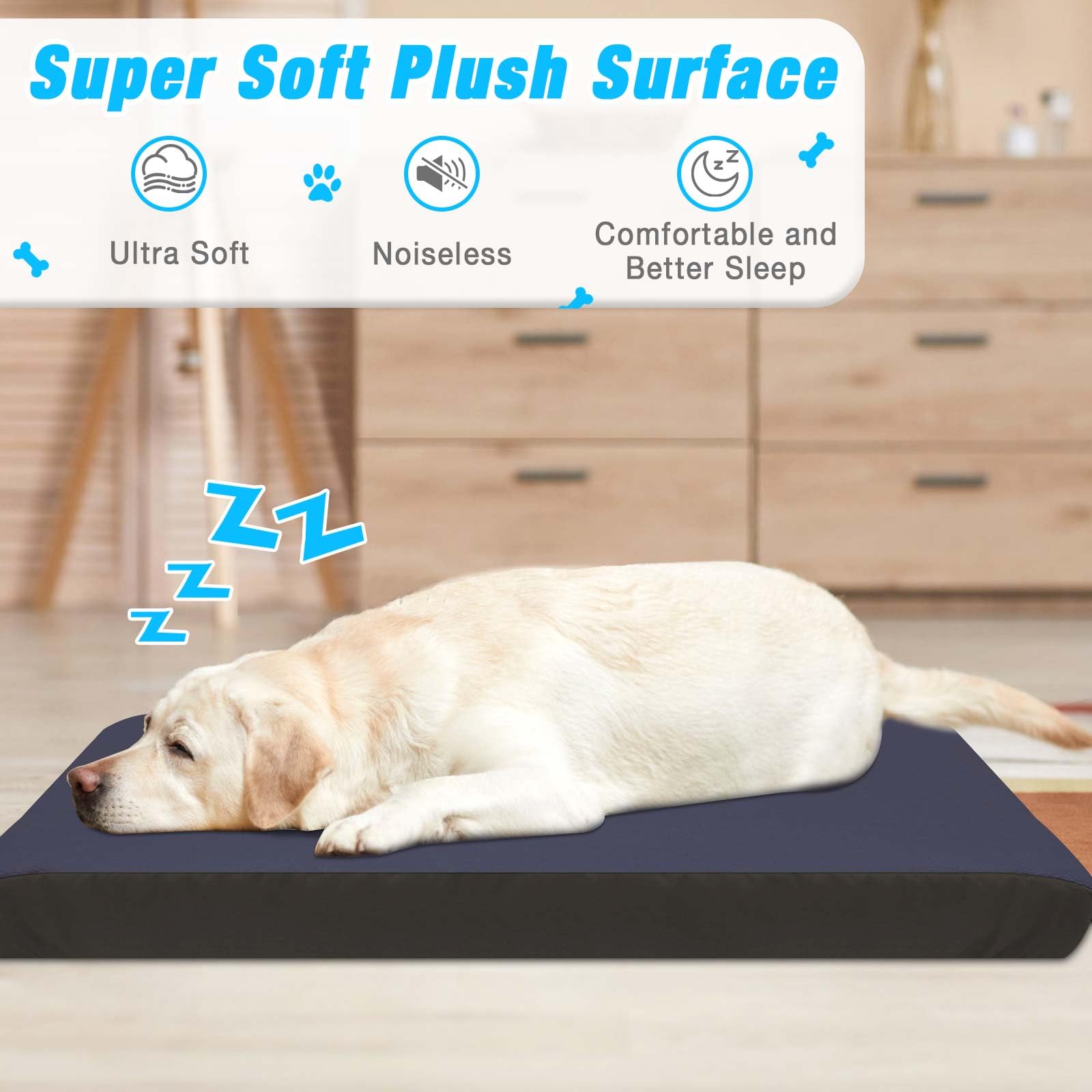 Dog Bed Covers Replacement Washable 100% Waterproof Dog Bed Sheets, Soft & Noiseless Pet Bed Cover, 2 Pack, 44'' X 35'' Blue