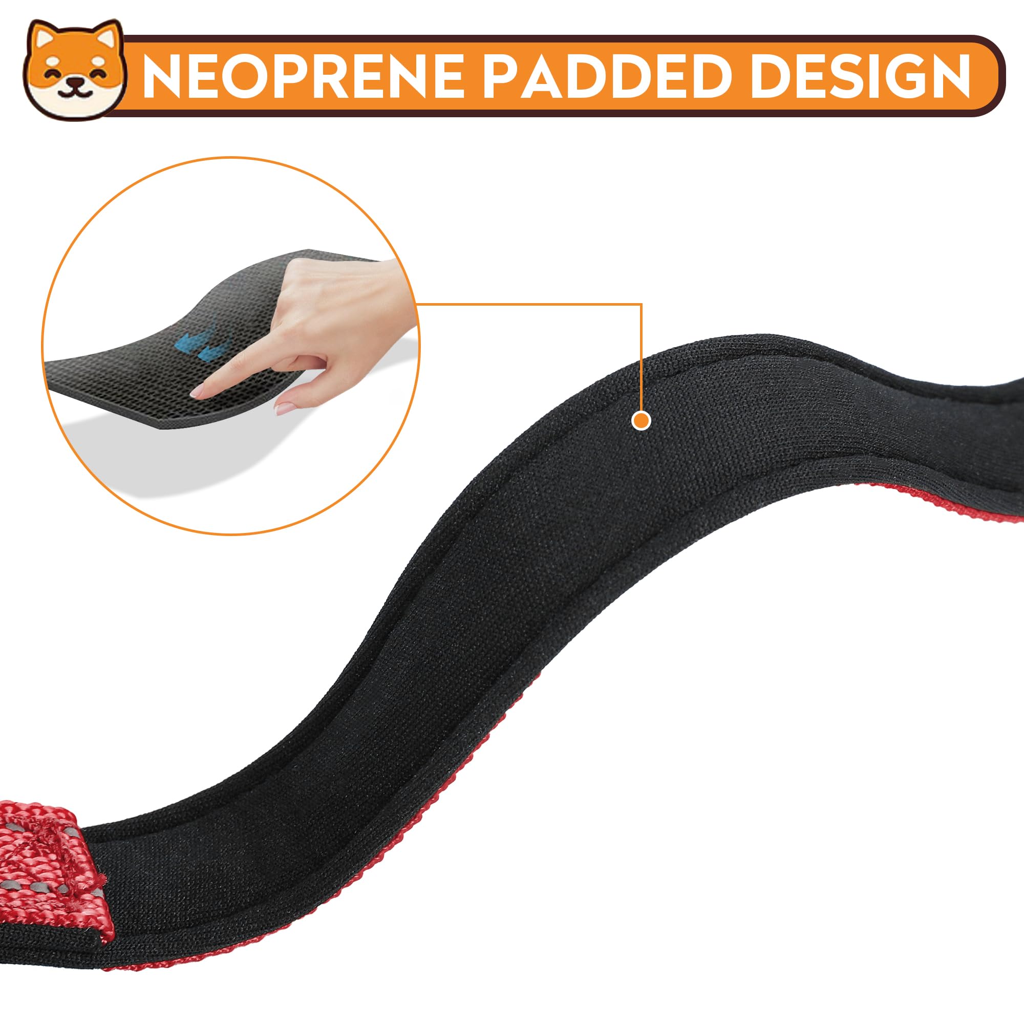 Pwod Reflective Dog Collar, Adjustable Soft Neoprene Padded Nylon Pet Collars With Buckle For Small Dogs, Red,S