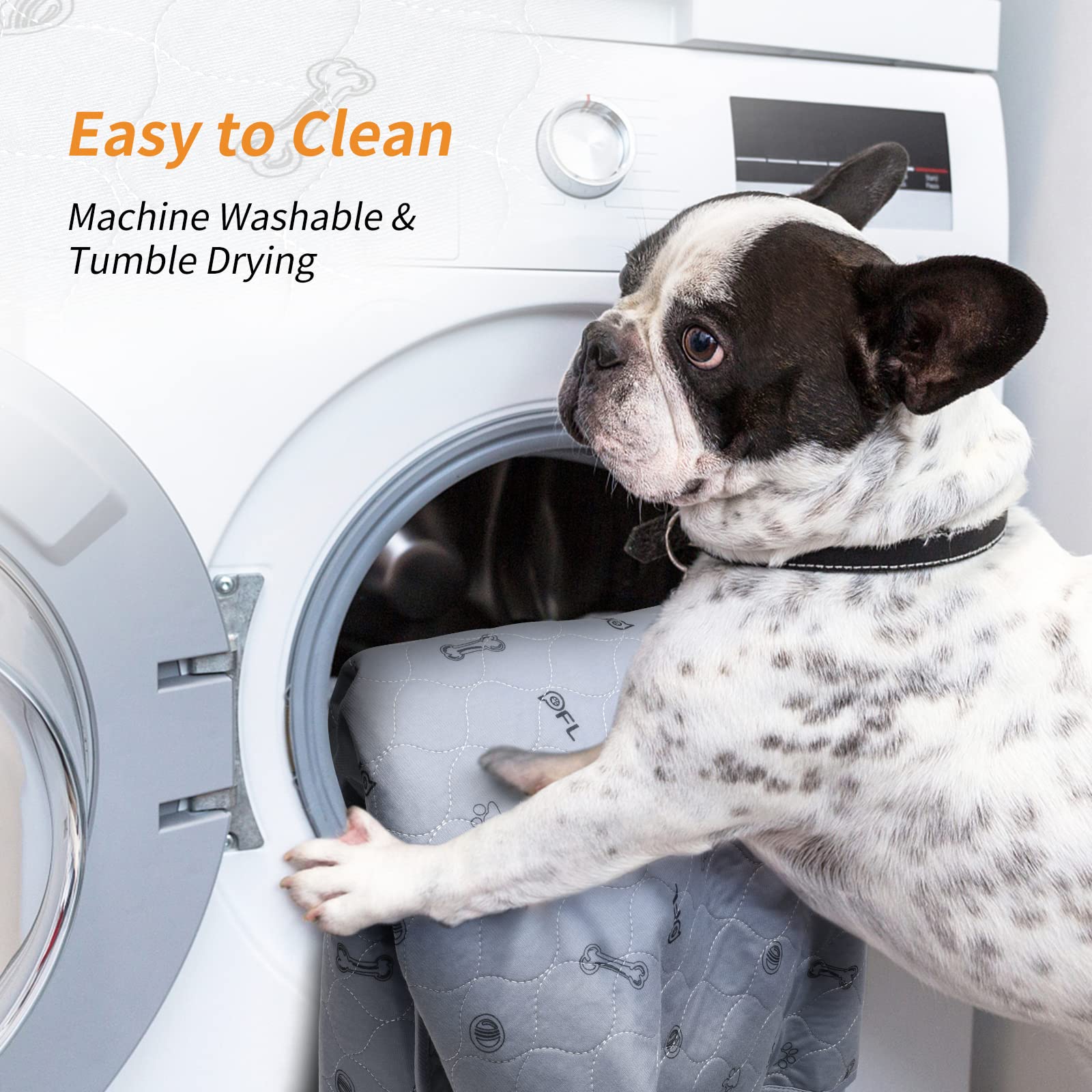 Pee Pads For Dogs Washable,34X52 Reusable Puppy Pads, Absorbent Whelping Pads With Bone Print, Non-Slip Waterproof Pet Training