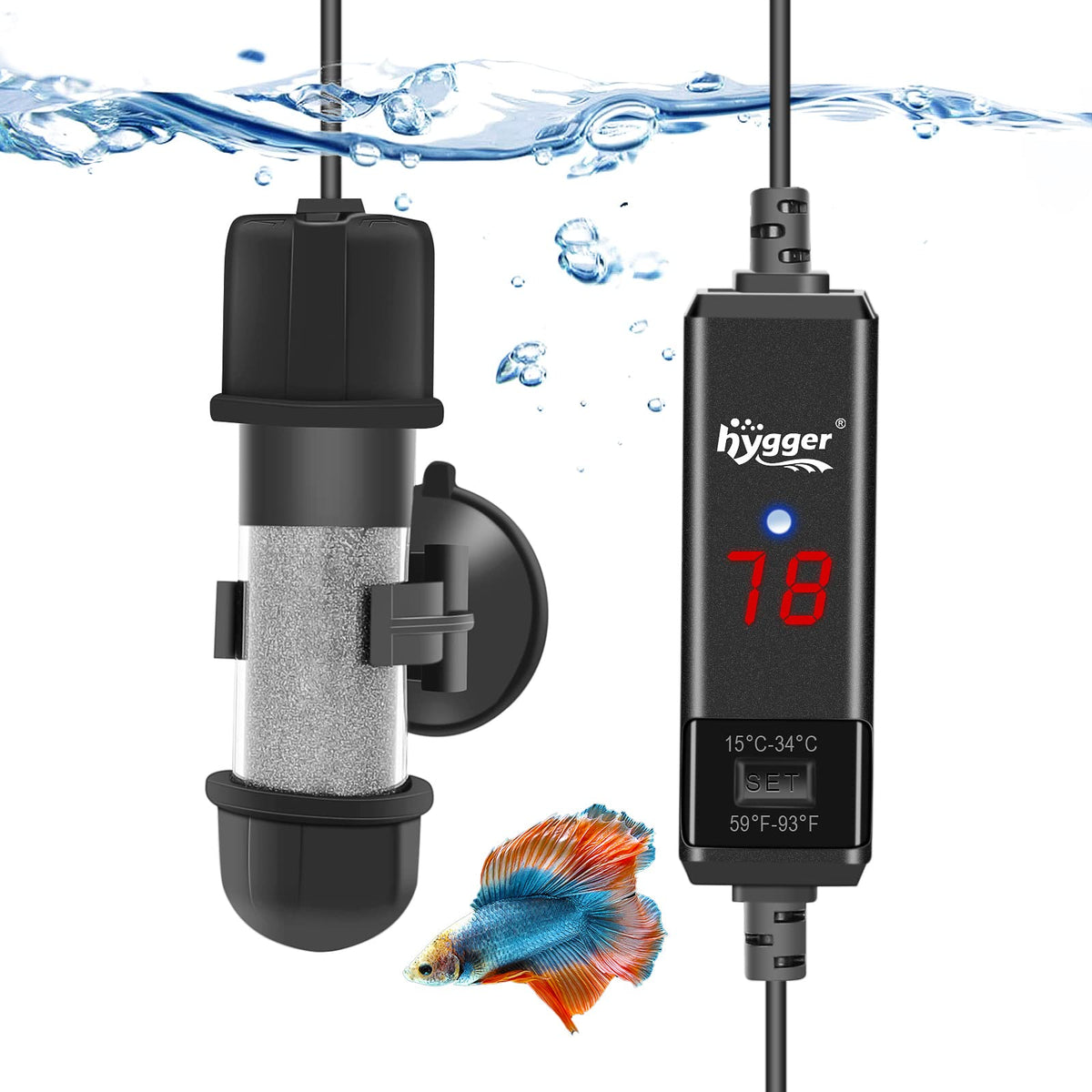Hygger Small Aquarium Betta Heater, Submersible Fish Tahk Heater 10W/25W/50W/100W With Led Digital Display, Suitable For Marine 