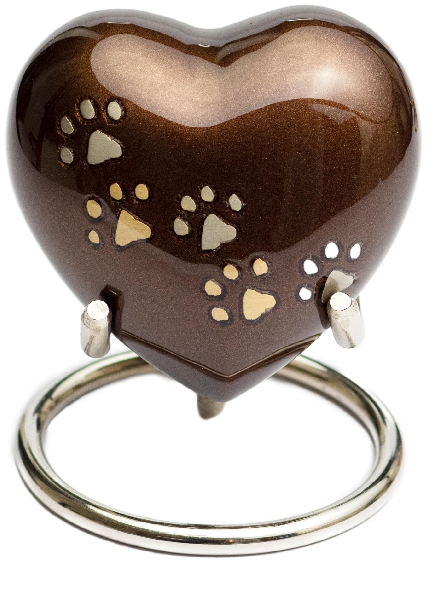 Royal Rapture Urn For Ashes Paw Heart Funeral Cremation Memorial Keepsake Pet Dog Cat |With Stand (Brown 3') Rhp01-04