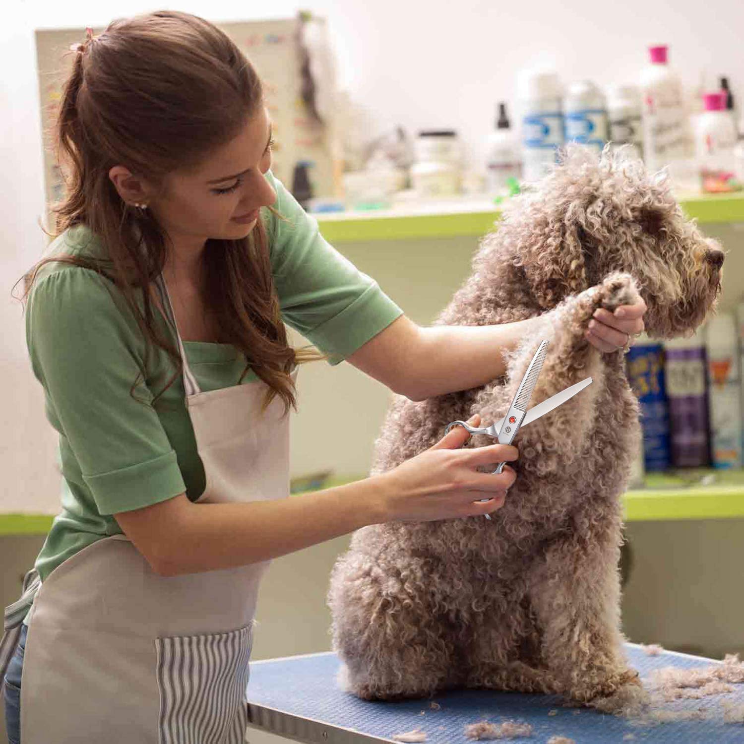 Purple Dragon 6.5' 46 Tooth Professional Pet Grooming Scissors - Dog Thinning/Blending Shears - Animal Hair Trimmer For Pet Groomer Or Family Diy