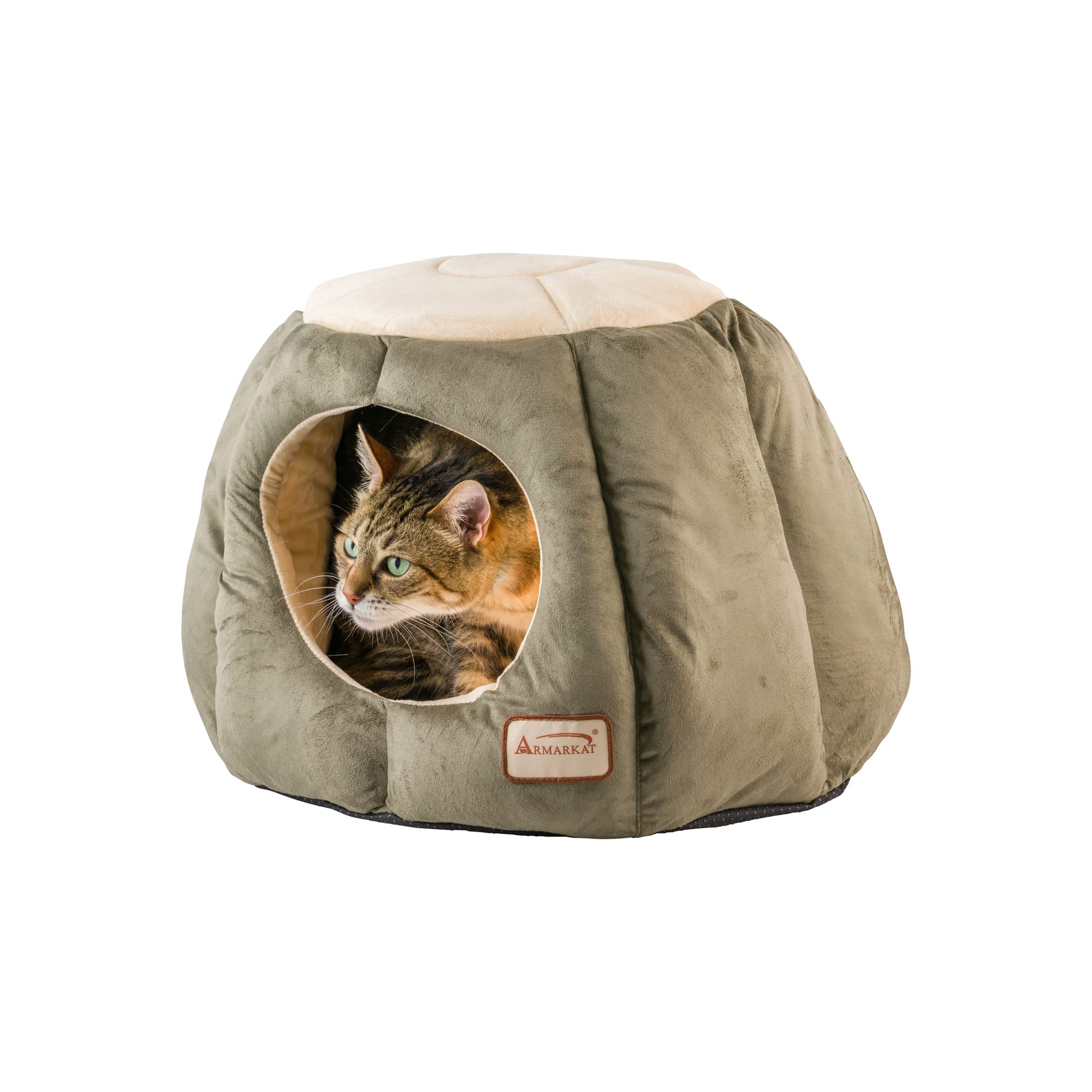Armarkat Cat Bed, Laurel Green and Beige