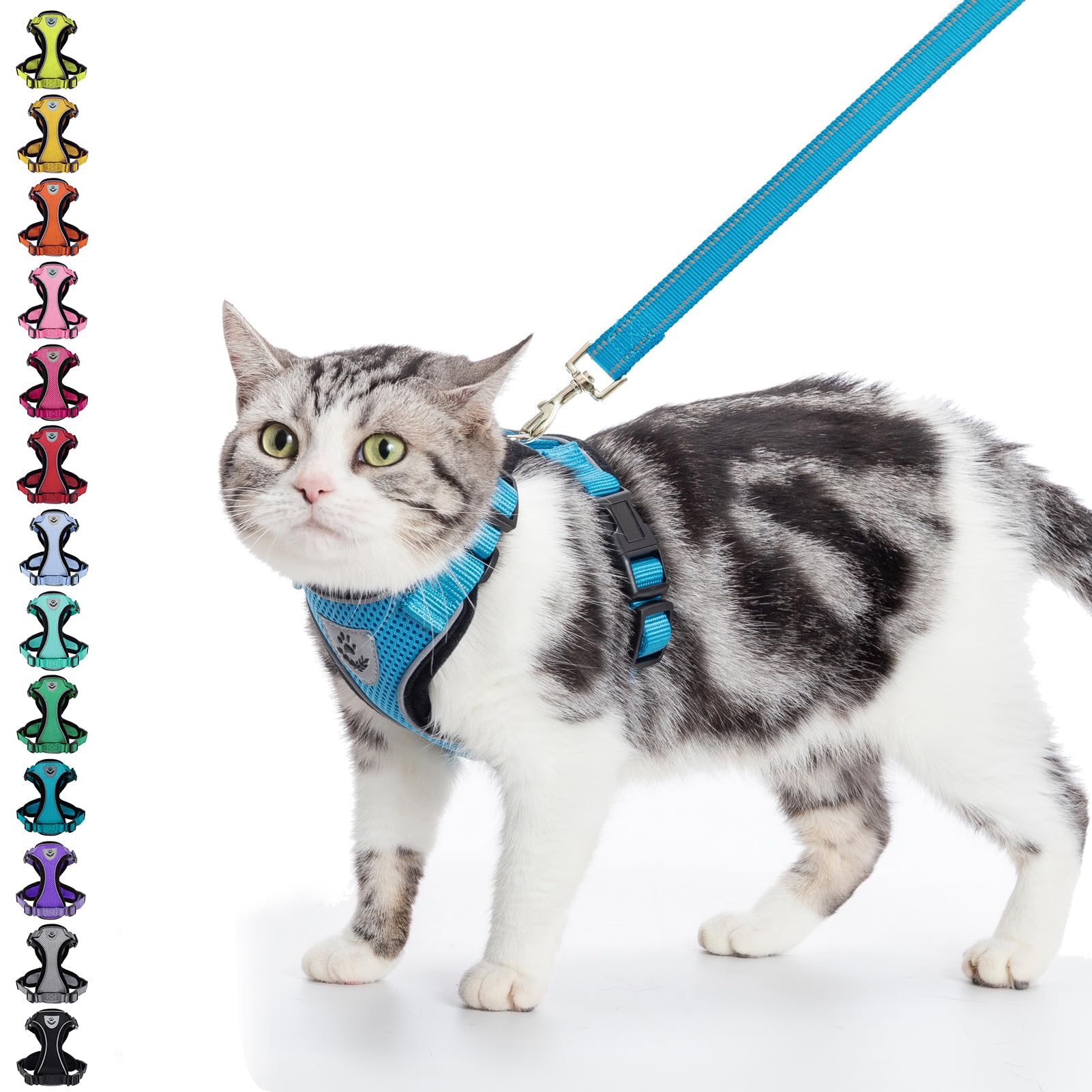 Pupteck Reflective Cat Harness And Leash Set Escape Proof - Pet Vest Harness For Cats Small Dogs Rabbits Bunny Adjustable Travel Walking Outside