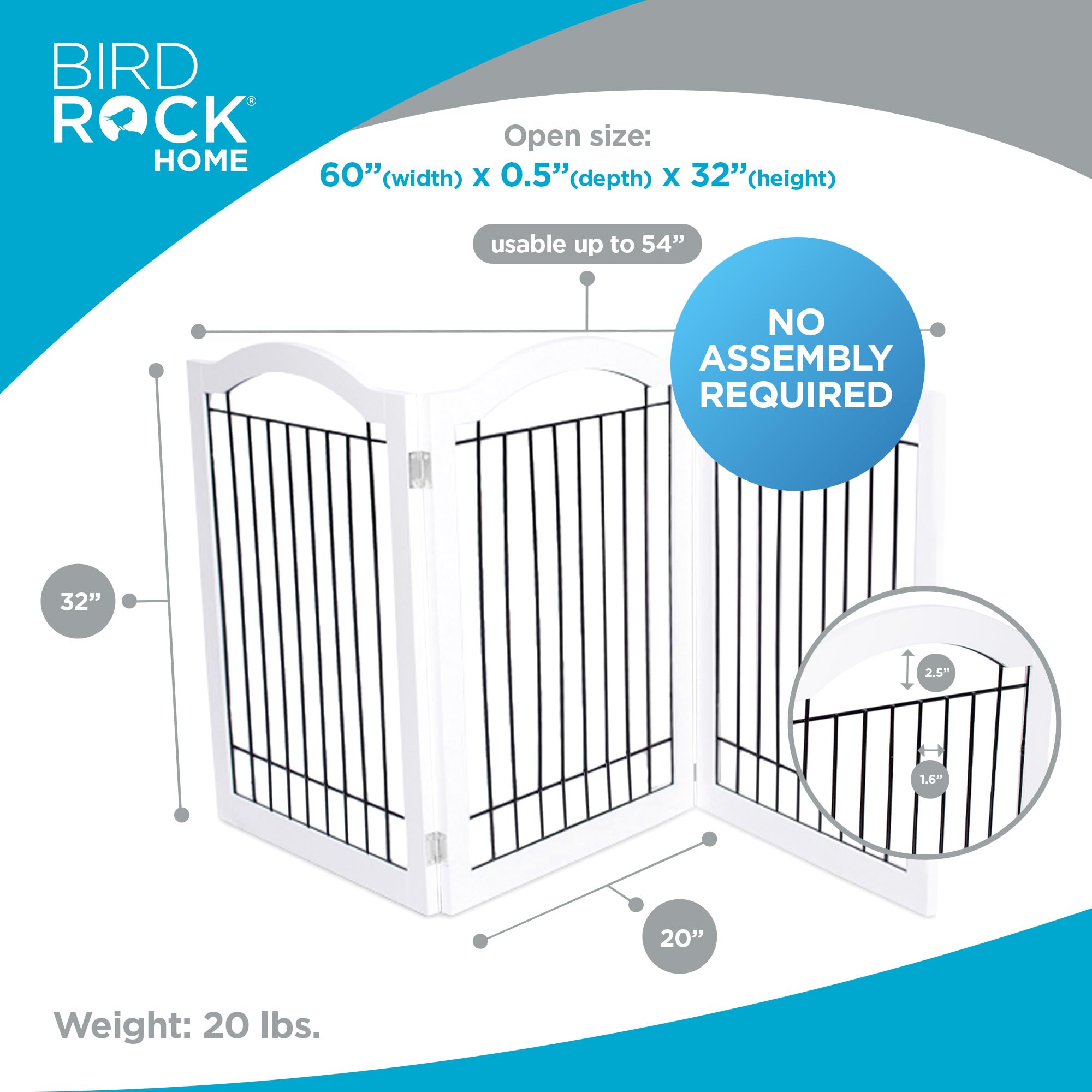 Internets Best Arched Top Wire Dog Gate for The Home, Doorway, Stairs  3 Panel  30in H x 60in W  Medium, Large Dogs, Puppies, C