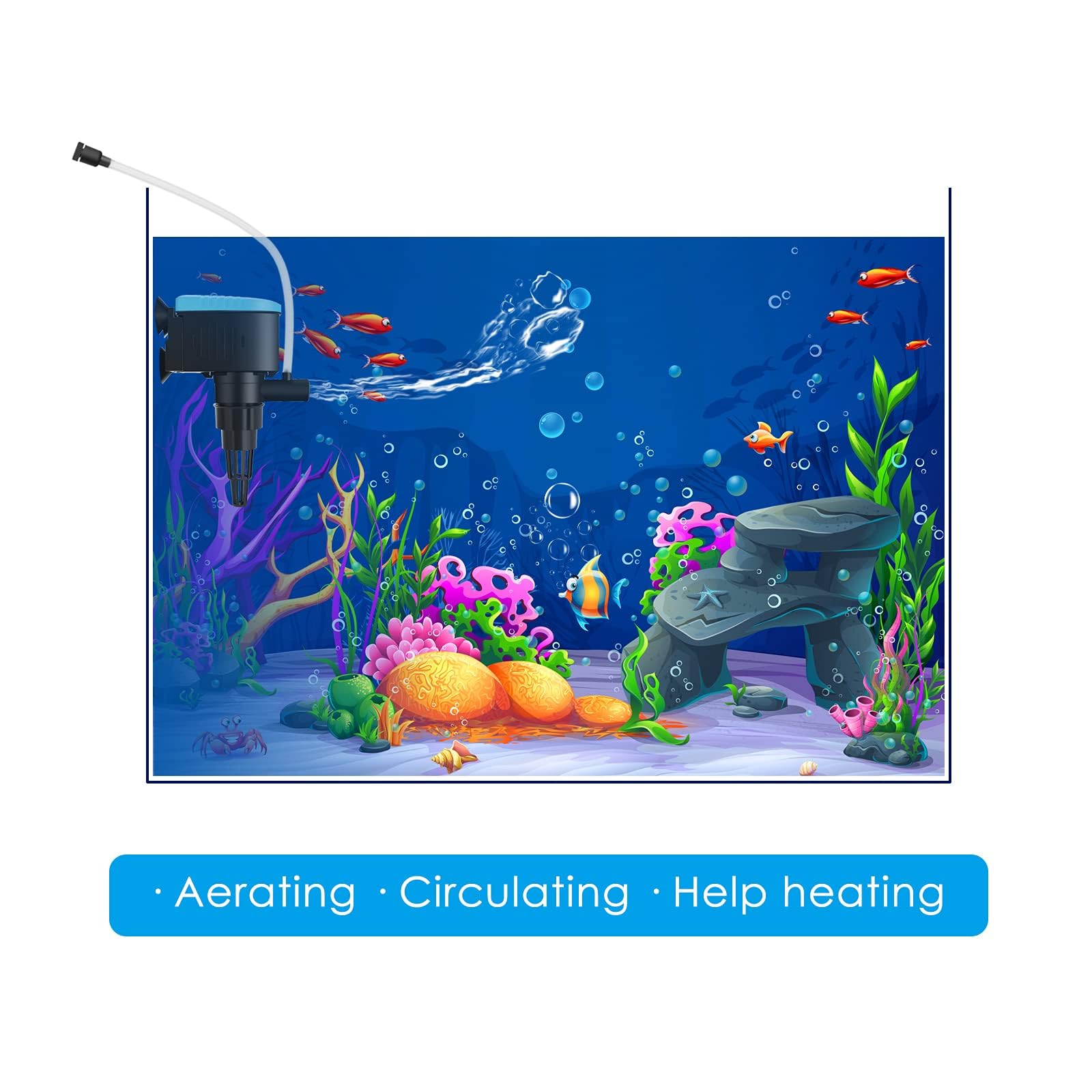 FUMAK Aquarium Powerhead 130GPH Circulating Water Pump for 10-40 Gallon Fish Tanks with Aerating Features