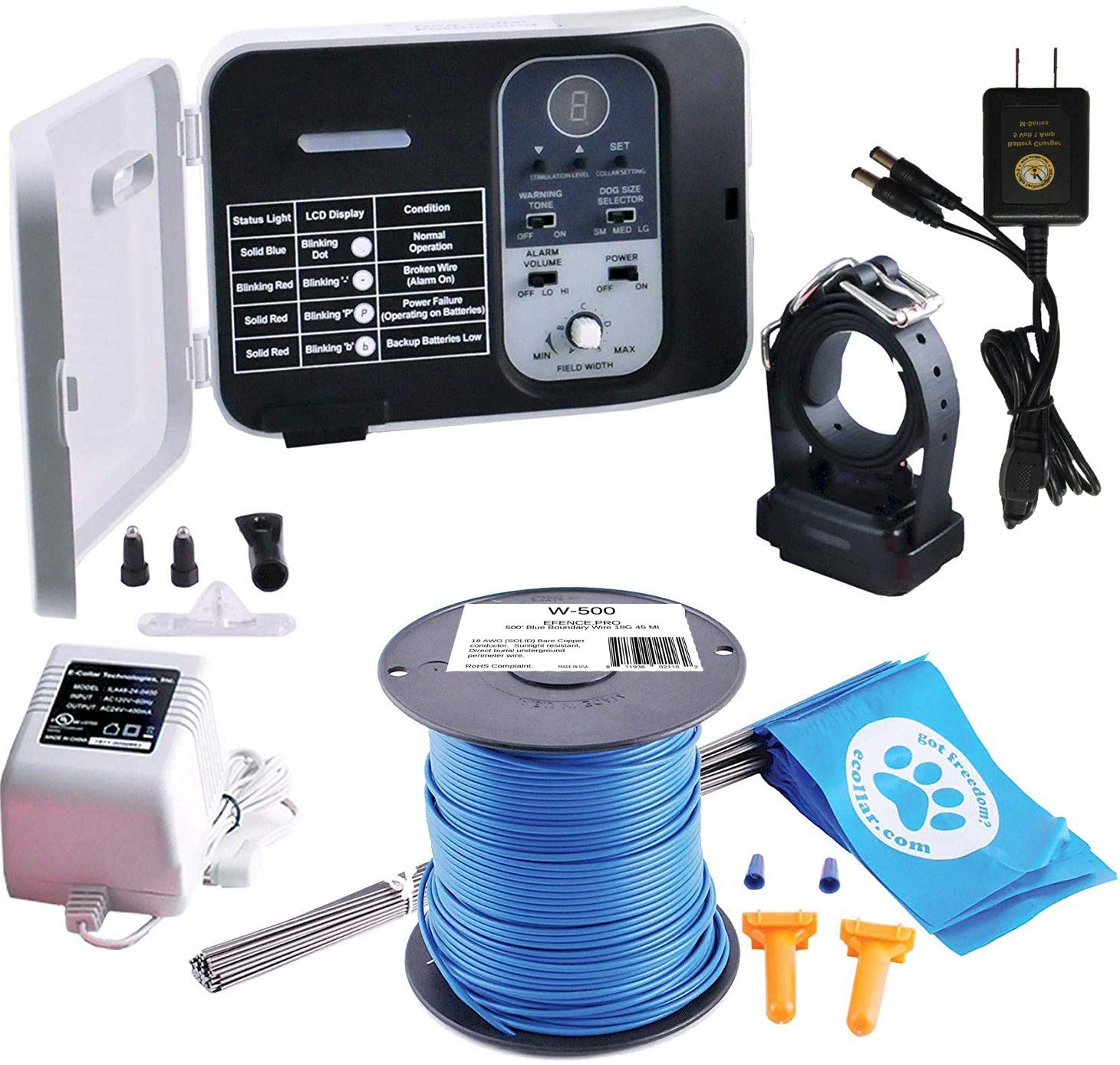 Educator Pf-1000-Bk E-Fence Underground Fence Containment System For Dogs Installed By You With Boundary Kit, White