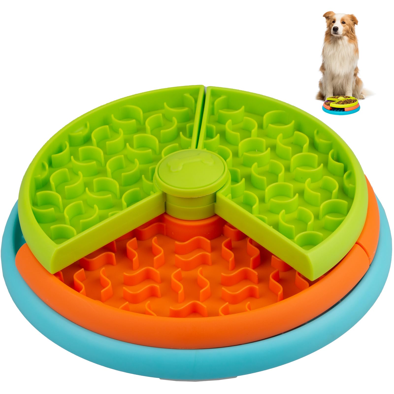 Slow Feeder Dog Bowl 3 Levels, Reduces Boredom and Anxiety, Non-Slip Interactive Puzzle Feeder, Suitable for Small/Medium/Larger