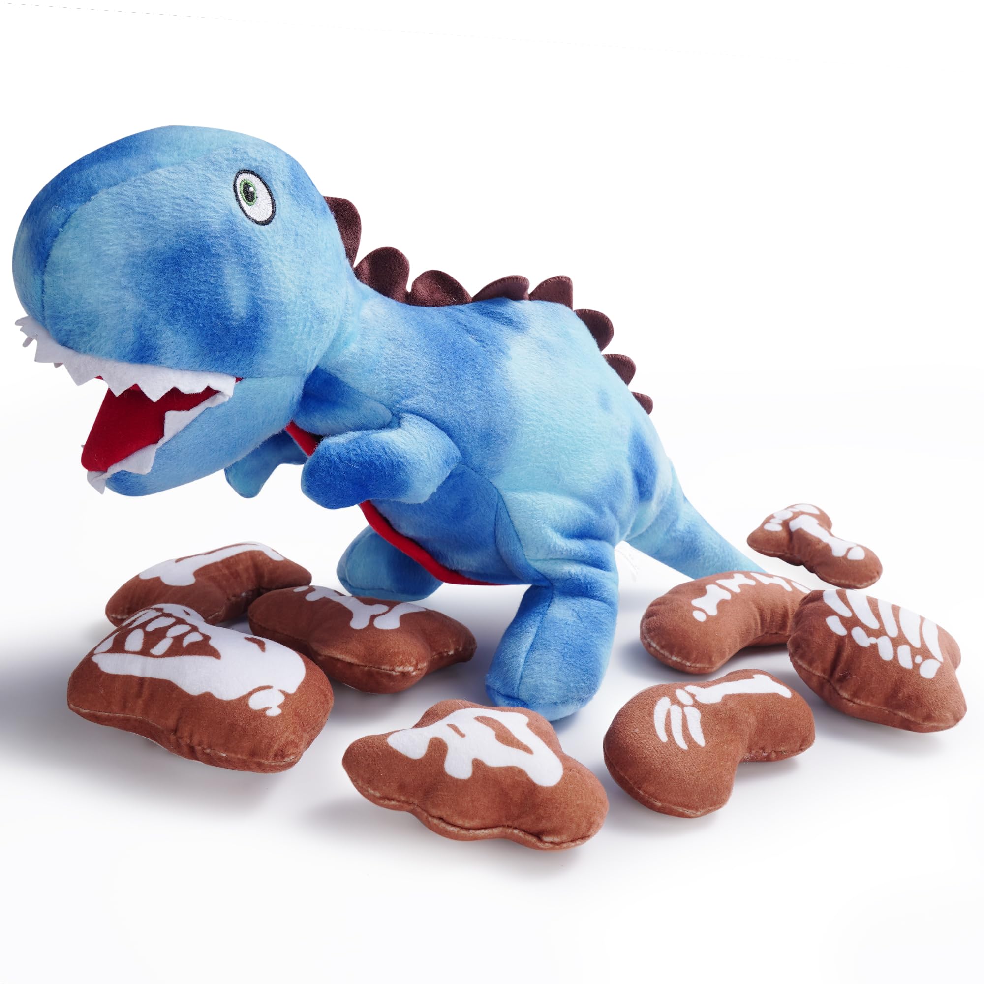 Nocciola Plush Dinosaur Dog Toys: Funny Squeaky Stuffed Dino Chew Toy For Small Medium Breed, Cognitive Enrichment Puzzle Mental