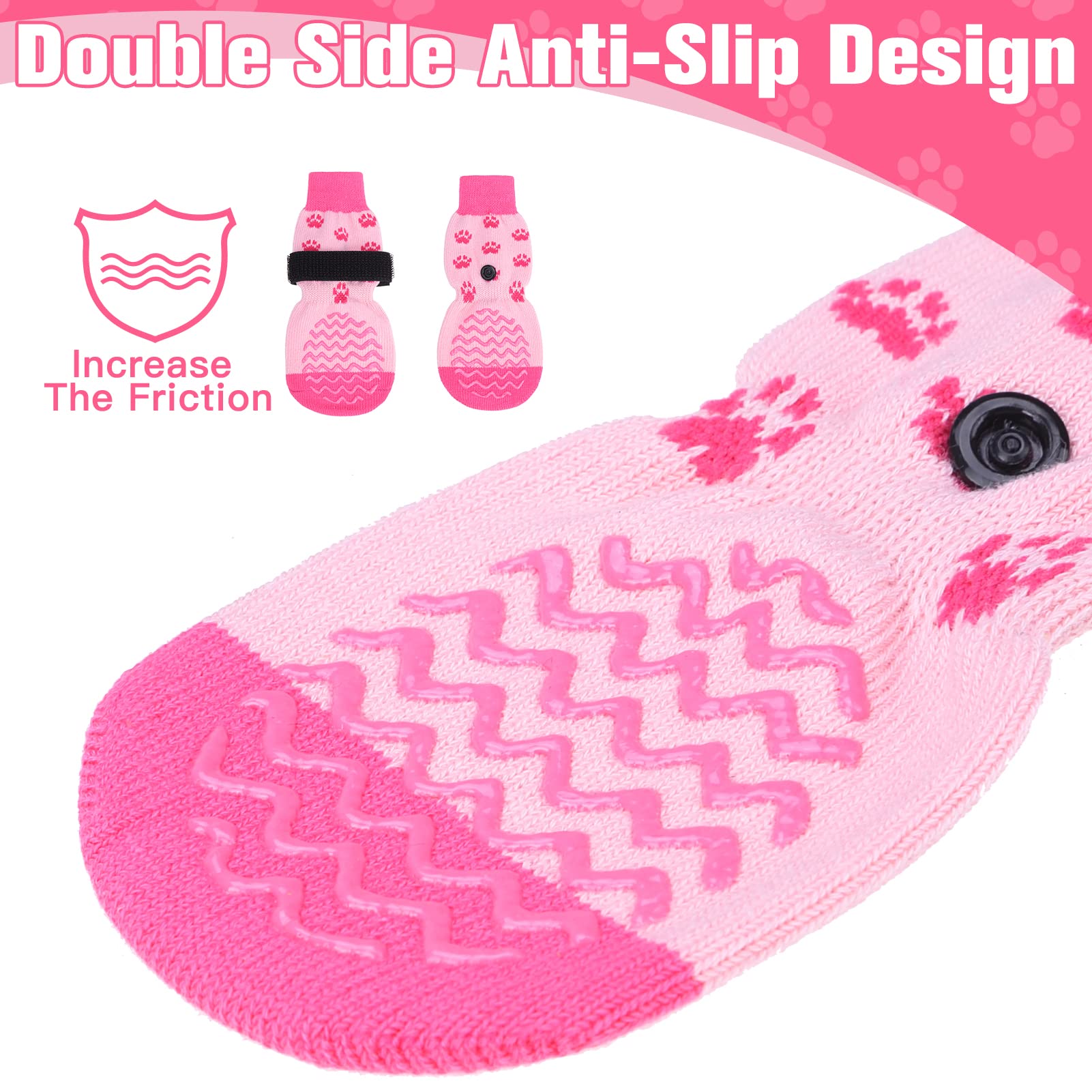 Expawlorer 3 Pairs Anti-Slip Dog Socks - Double Side Large Coverage Non-Slip That Works Even When Twisted, Soft Paw Protector, Prevents Licking, Slipping, Better Control For Indoor On Wooden Floor
