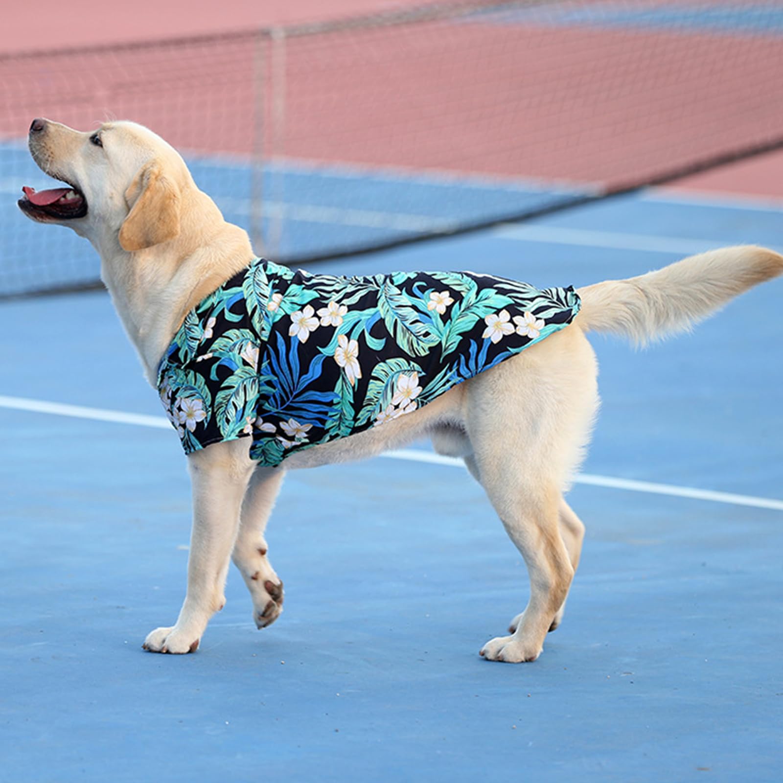 Lhyz Park Hawaiian Beach Print Pet Dog Cat T-Shirts Cute For Small To Medium Dog Cats Cool Summer Vest Camp Shirt Clothes (Navy