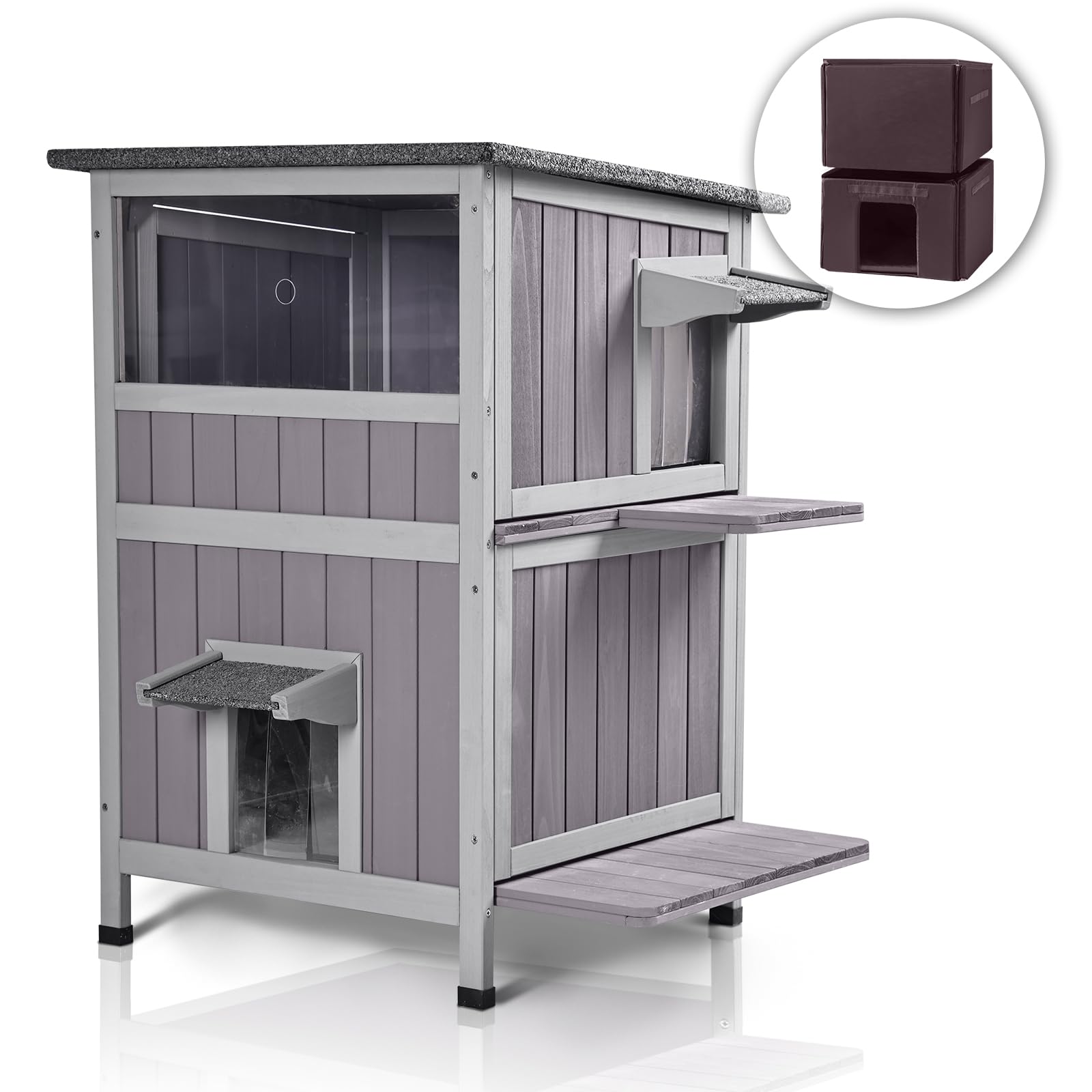 Gutinneen Insulated Outdoor Cat House For Winter Waterproof Feral Cat Shelter Weatherproof