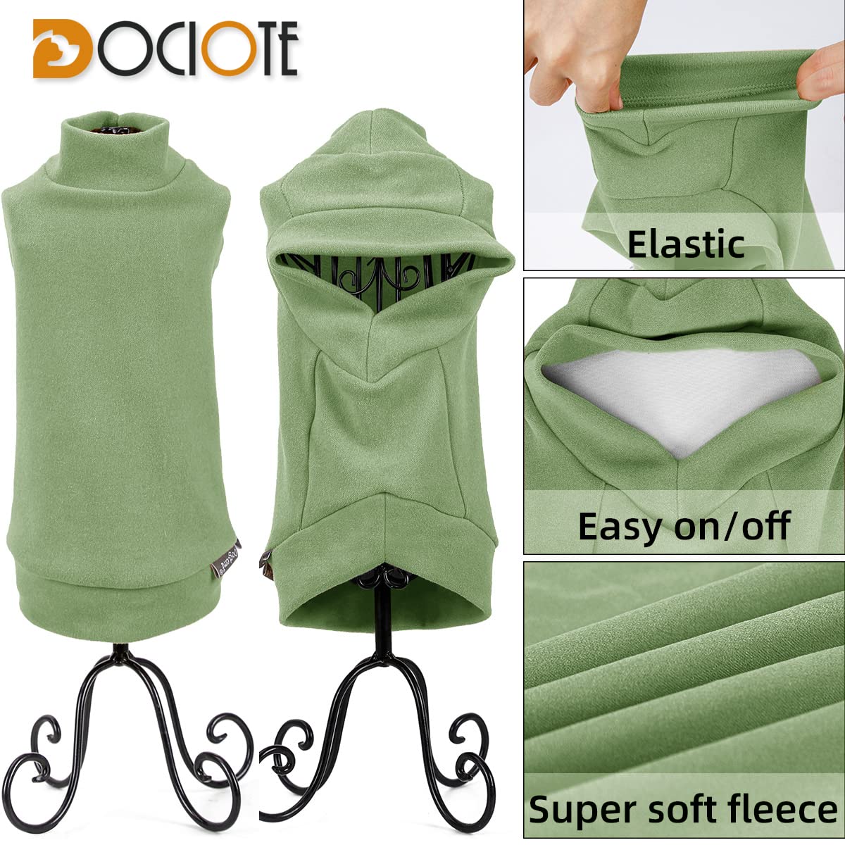 Small Dogs Fleece Dog Sweatshirt - Cold Weather Hoodies Spring Soft Vest Thickening Warm Cat Sweater Puppy Clothes Sweater Winter Sweatshirt Pet Pajamas For Small Dog Cat Puppy (Large, Green)