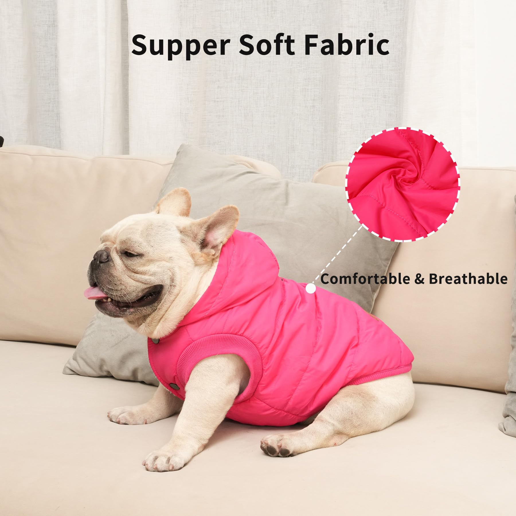 Vecomfy Fleece Lining Extra Warm Dog Hoodie In Winter For Medium Dogs Jacket Pet Coats With Hooded Pink L