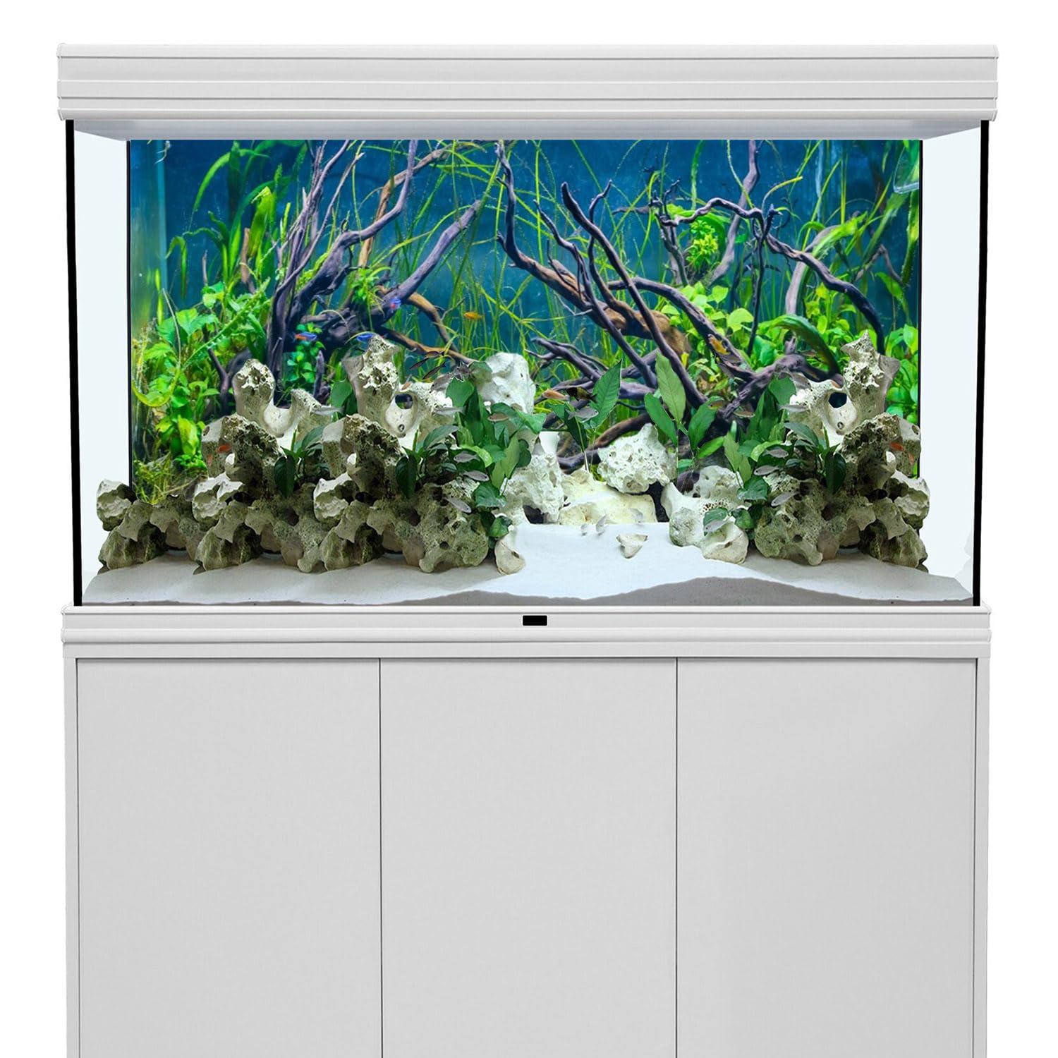 Awert 72X18 Inches Tropical Fish Tank Background River Bed & Lake Aquatic Plant Undersea Tree Branch Aquarium Background Vinyl