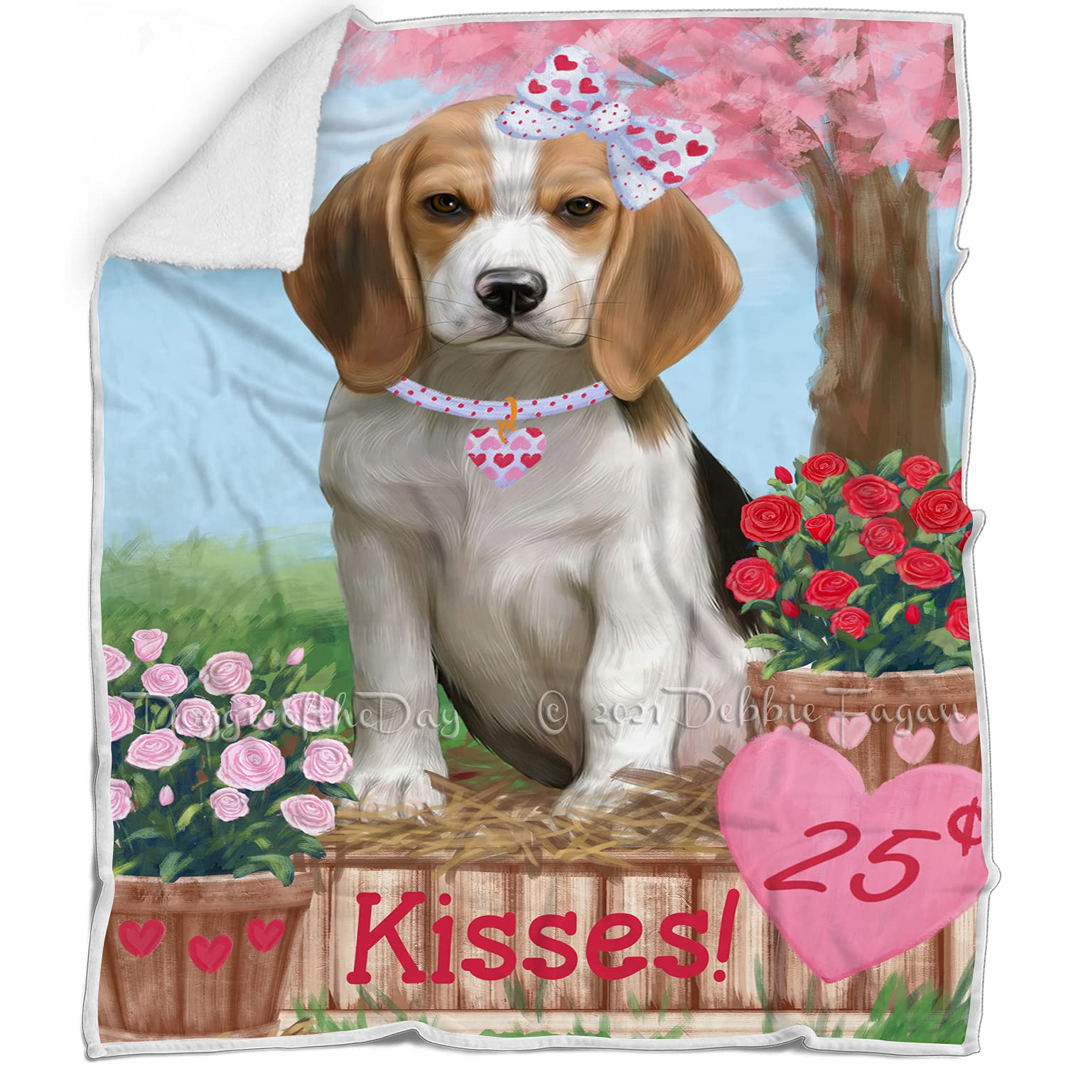 Rosie 25 Cent Kisses Beagle Dog Blanket  Lightweight Soft Cozy and Durable Bed Blanket  Animal Theme Fuzzy Blanket for Sofa Co
