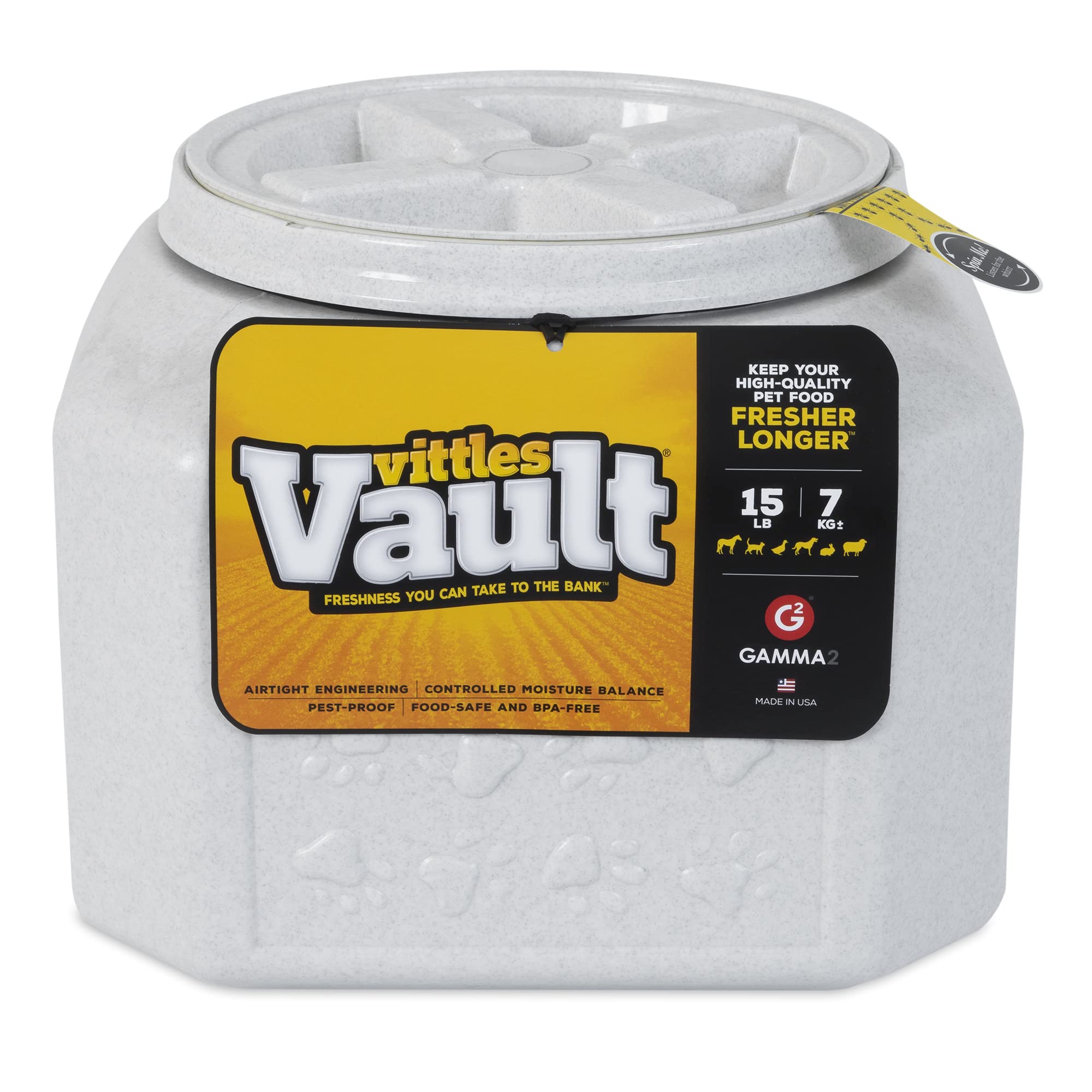 Gamma2 Vittles Vault Dog Food Storage Container with Airtight Lid, holds up to 1015 Pounds of Dry Pet Food, Cat Kibble and Bird
