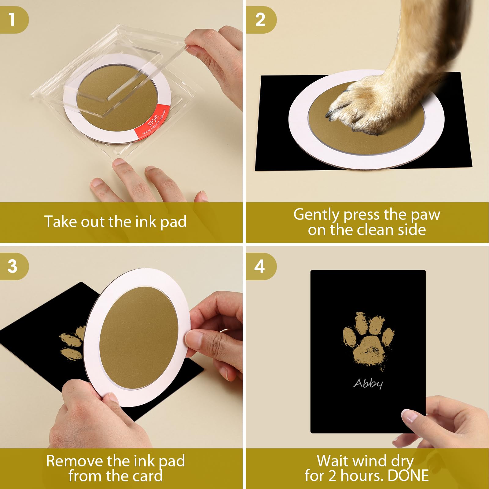 Nabance Paw Print Kit, Dog Nose Print Kit, Mess-Free Gold & Silver Paw Print Ink Pads, 8Pcs Pet Paw Print Impression Kit with Ph