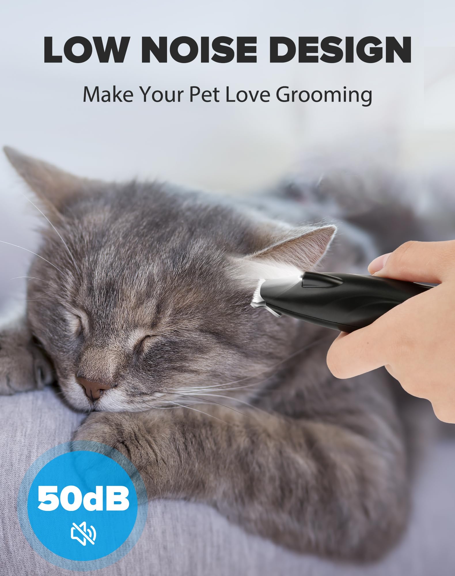 dodiff Dogs Paw Trimmer, 2 Speed Low Noise Dog Clippers for Grooming, Cordless Rechargeable Dog Hair Trimmer with LED Light, Wid